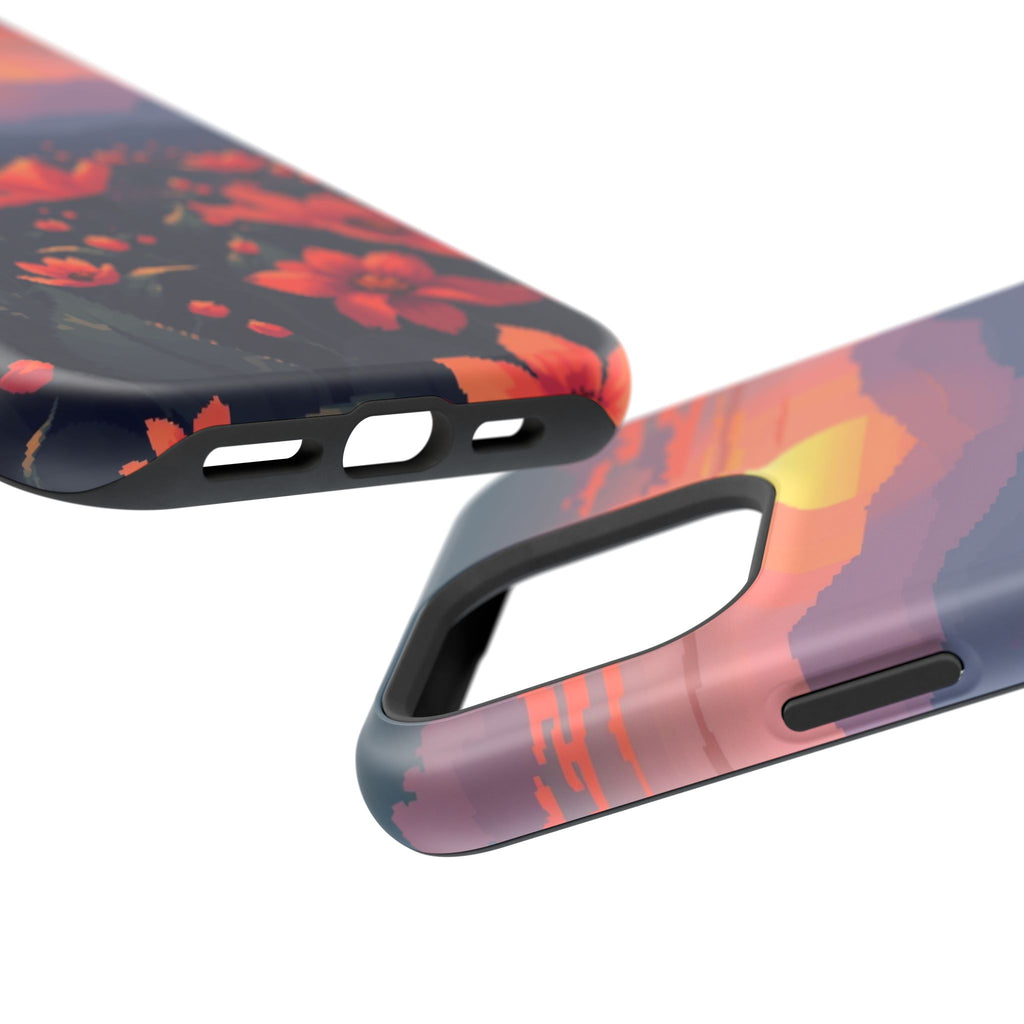iPhone Sunset Amber And Peach Floral Geometric Soft iPhone Finish · iPhone Case