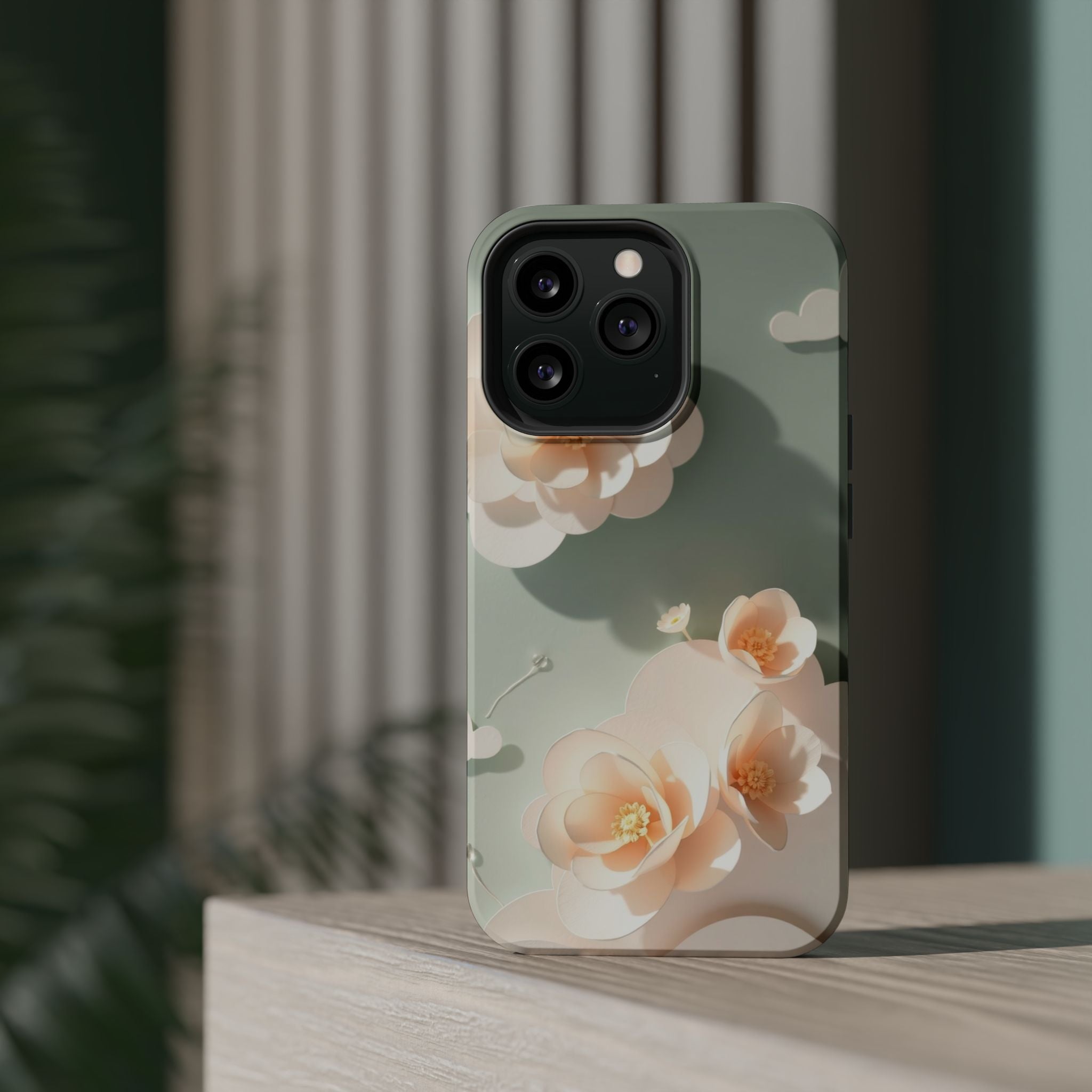 iPhone Sage And Ivory Pastel Floral Cloud Slim iPhone Everyday Designer · iPhone