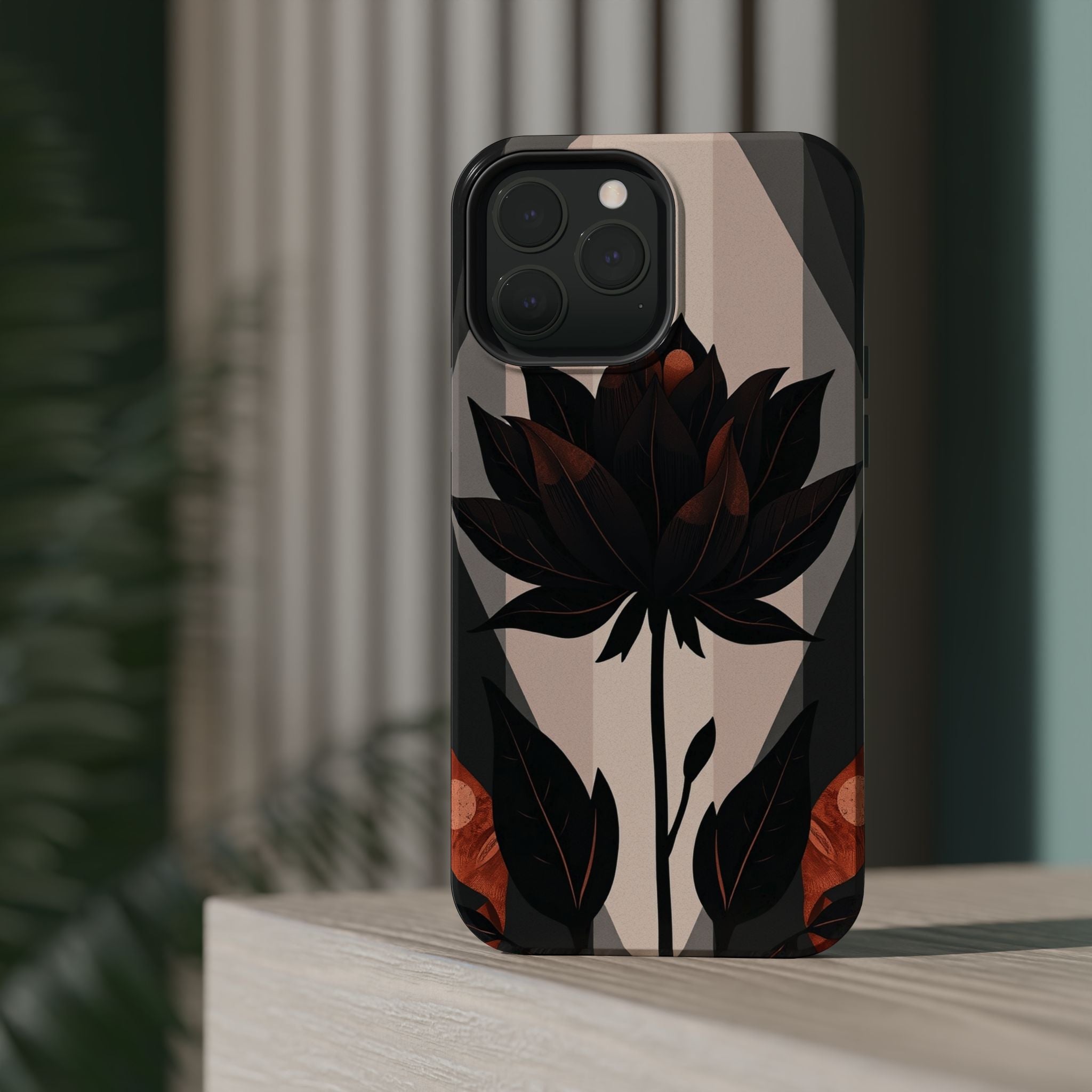 iPhone Charcoal And Copper Floral Silhouette Slim iPhone Everyday · iPhone Case