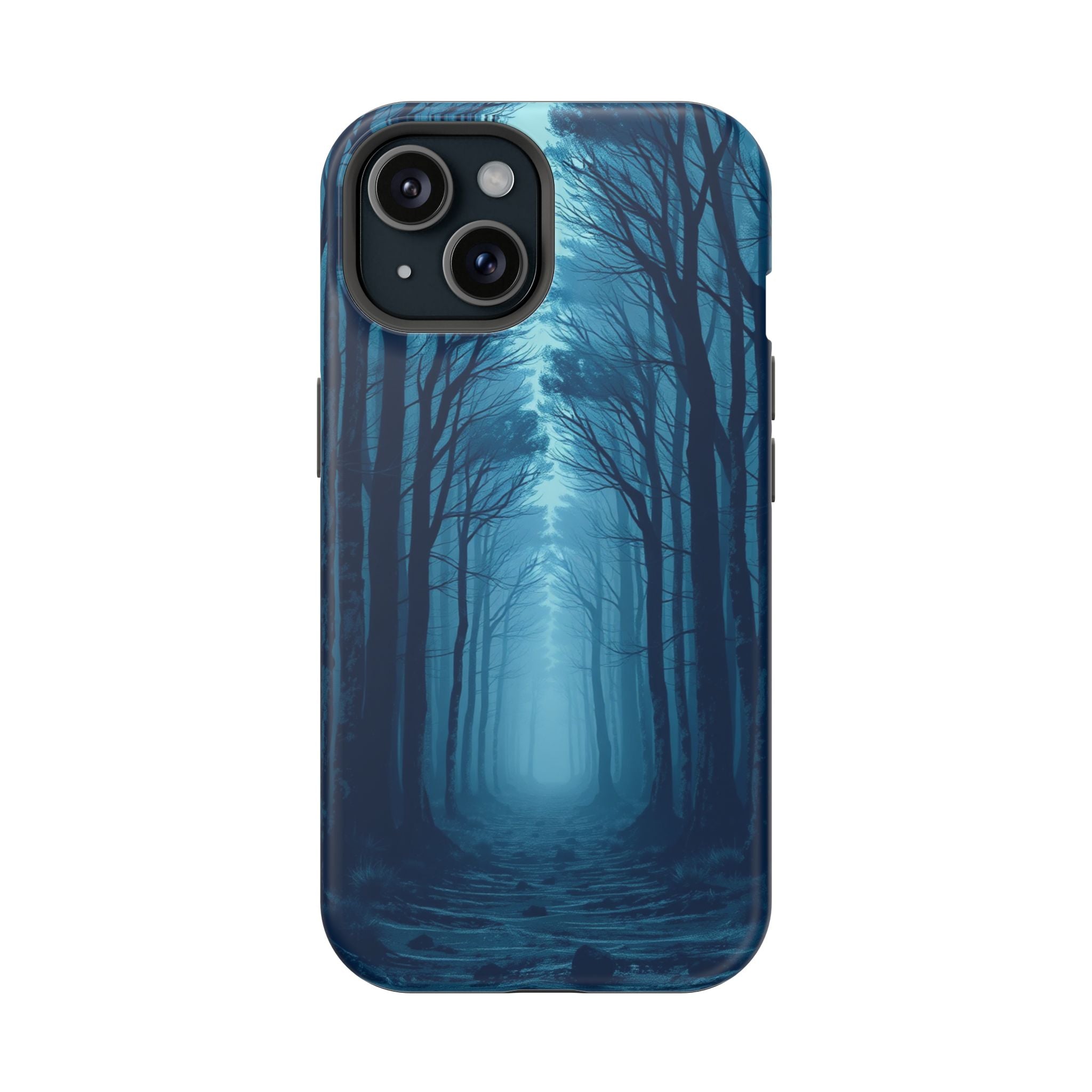 iPhone Midnight Blue And Silver Misty Forest Path iPhone Clean Minimal · iPhone