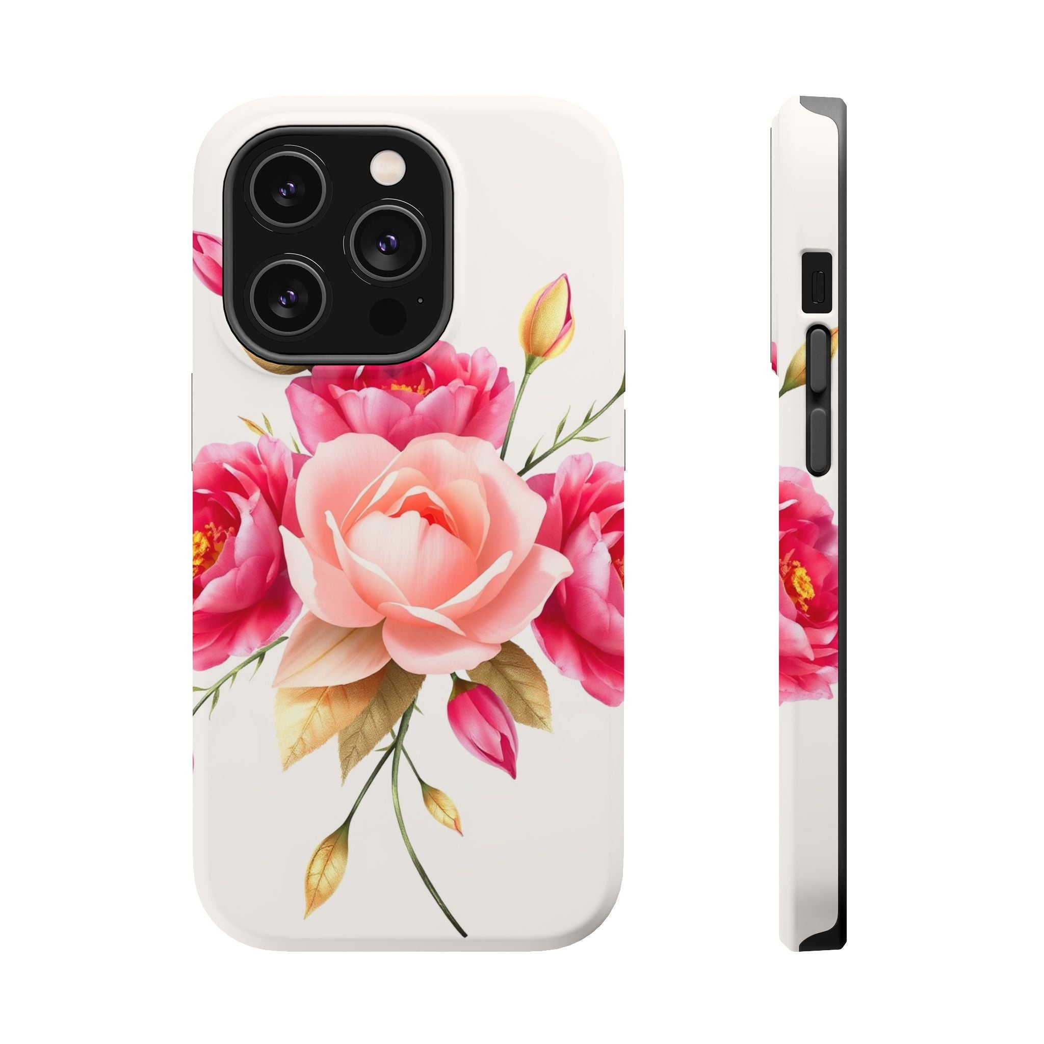 iPhone Rose Pink And Cream Neon Floral Slim Everyday Designer Case · iPhone Case