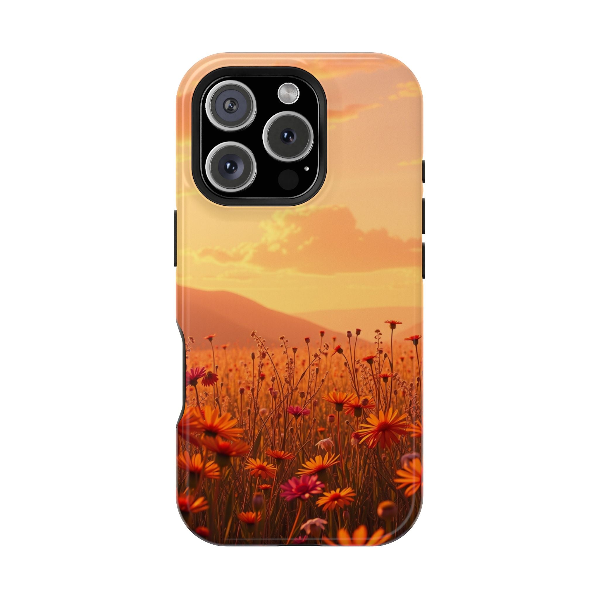 iPhone Sunset Amber And Peach Wildflower Field Soft iPhone Finish · iPhone Case