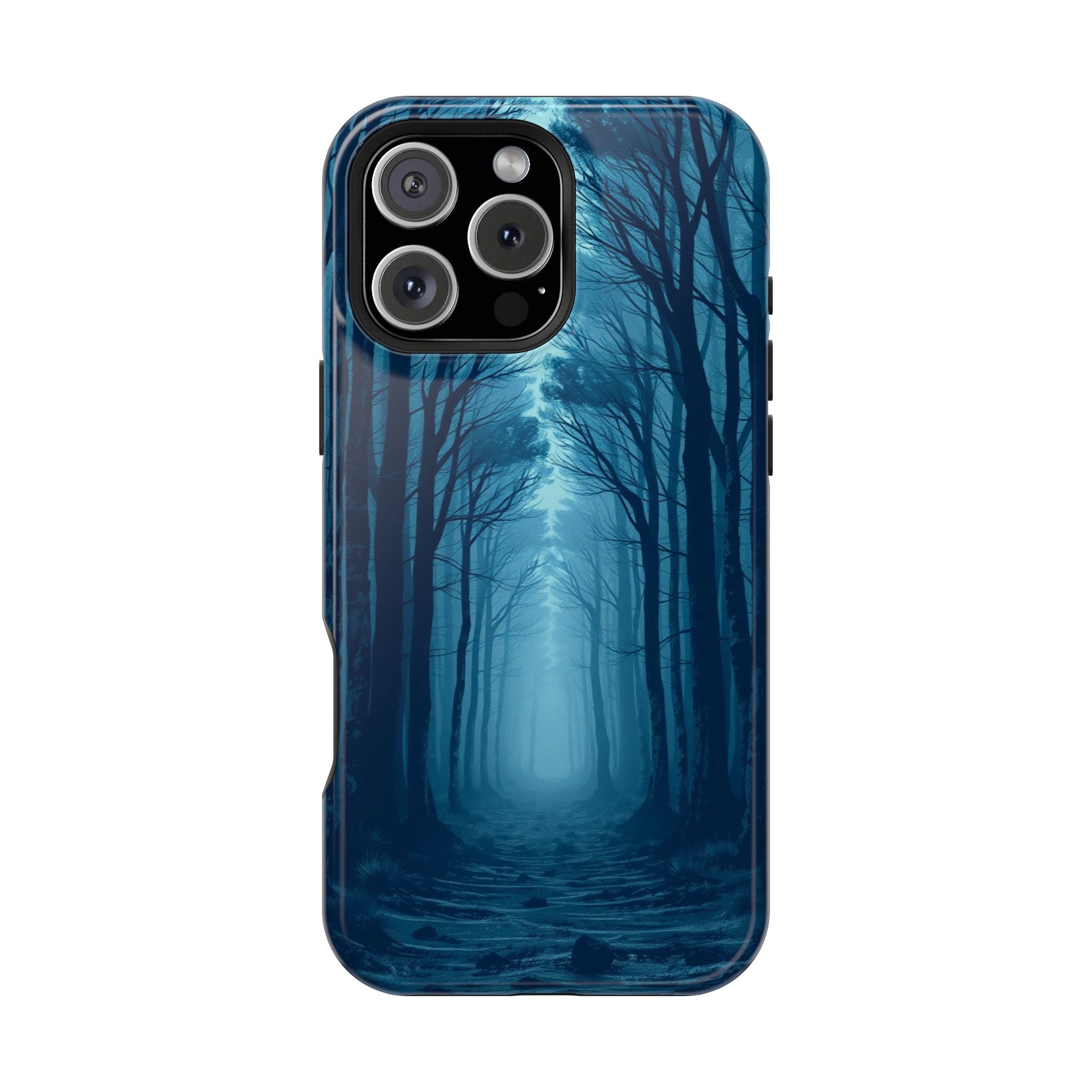 iPhone Midnight Blue And Silver Misty Forest Path iPhone Clean Minimal · iPhone