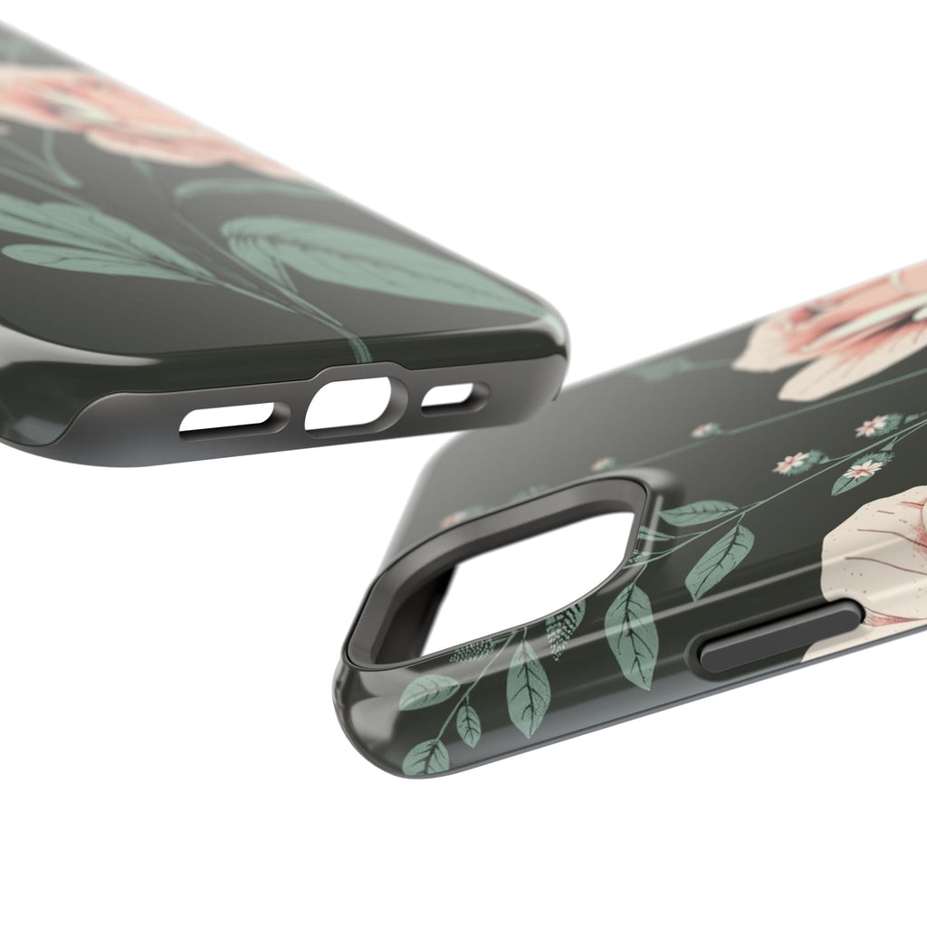 iPhone Mint And Blush Vintage Botanical Print Slim Everyday Designer Case · iPho