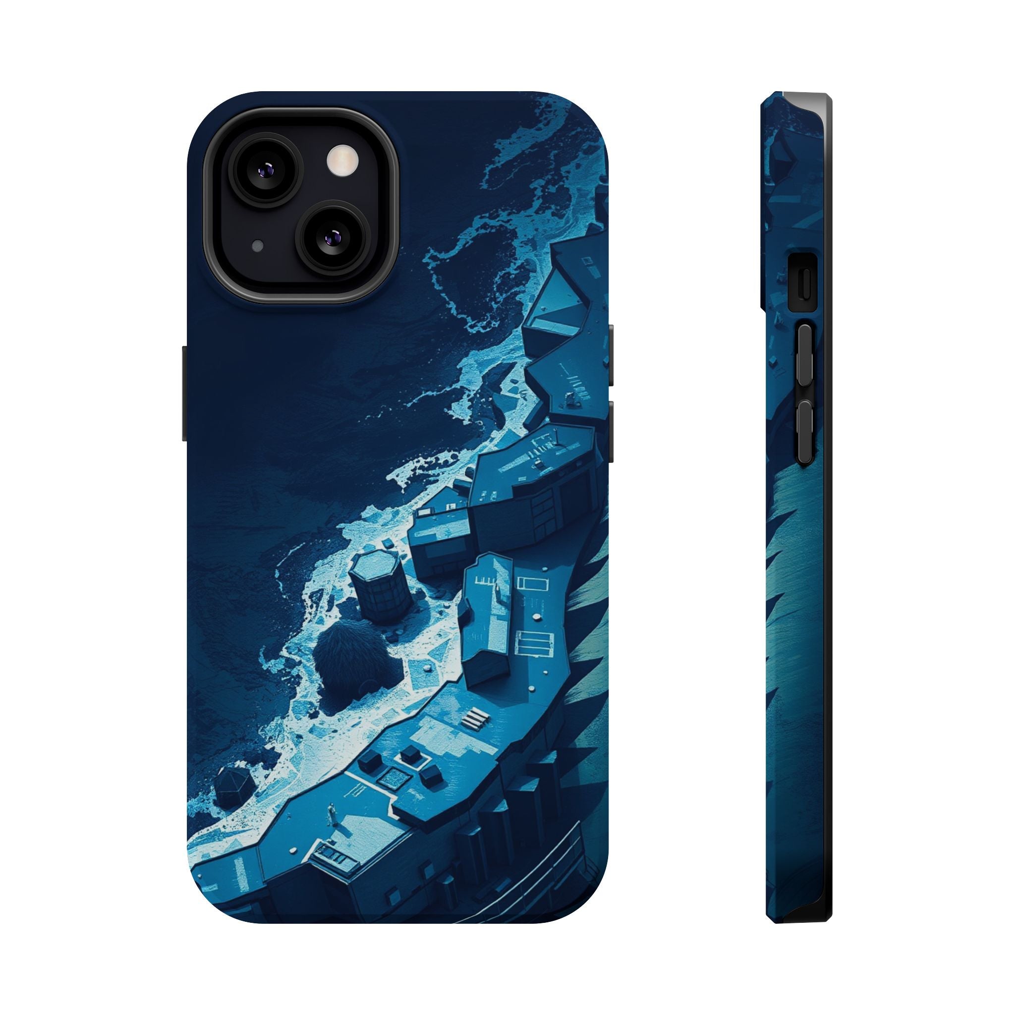 iPhone Midnight Blue And Silver Shoreline Aerial Clean iPhone Minimal · iPhone C