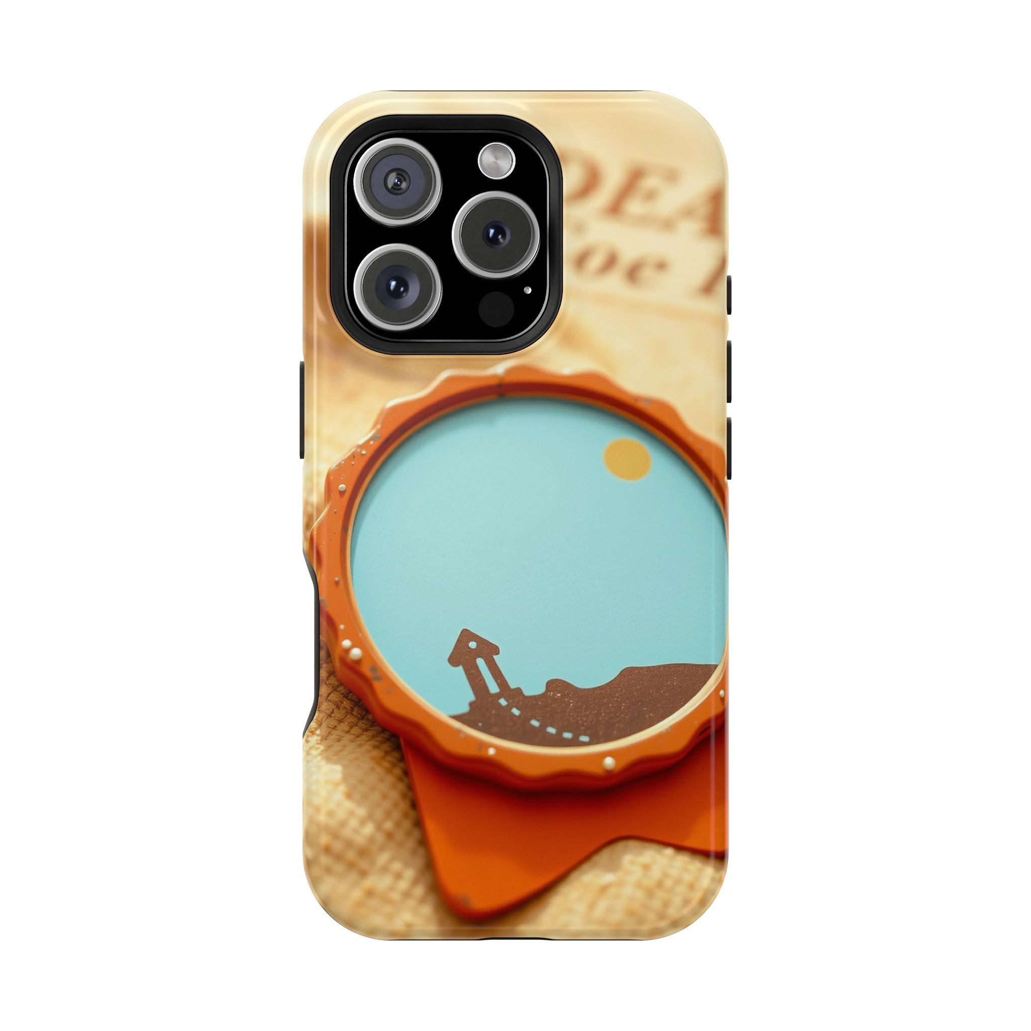 iPhone Burnt Orange And Sand Retro Travel Badge Soft Finish Everyday Case · iPho