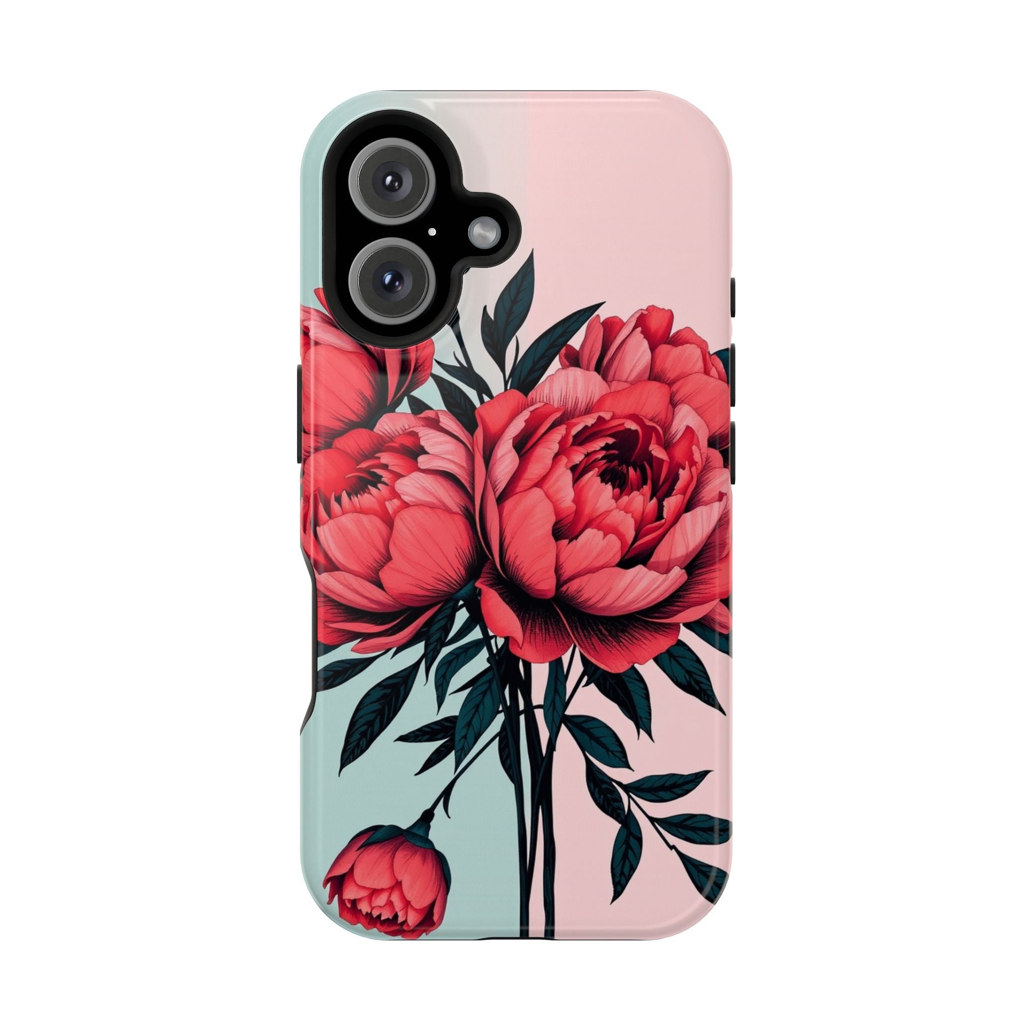 iPhone Teal And Coral Peony Bouquet Artistic Everyday Cas Slim Snap Case · iPhon