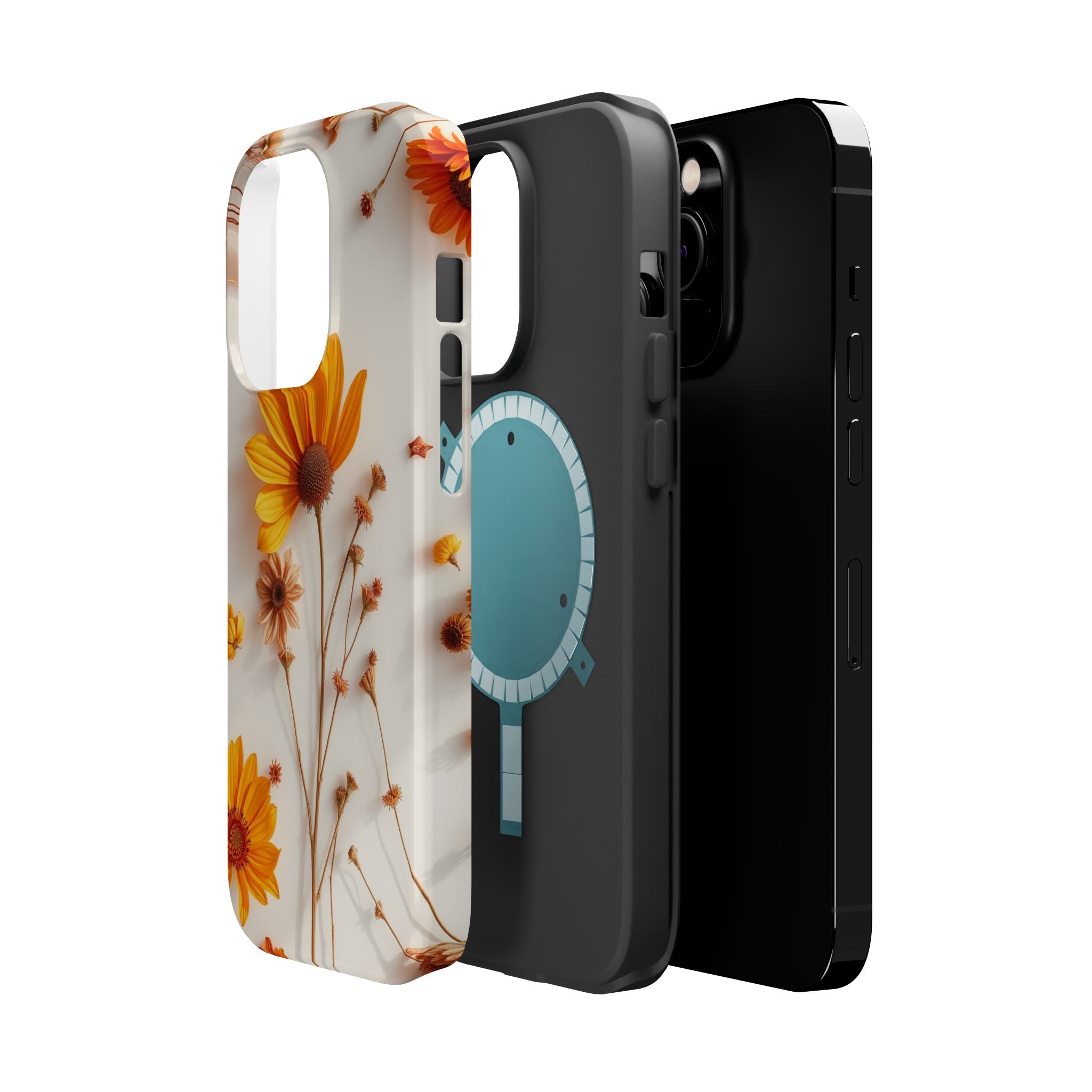 iPhone Mustard And Rust Dried Flower Flat Lay Carry Case Slim Snap Case · iPhone