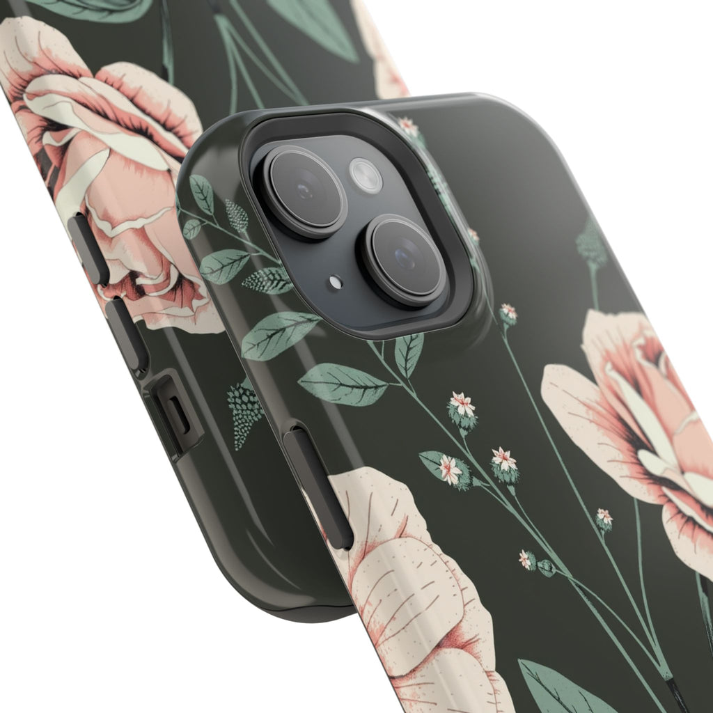 iPhone Mint And Blush Vintage Botanical Print Slim Everyday Designer Case · iPho
