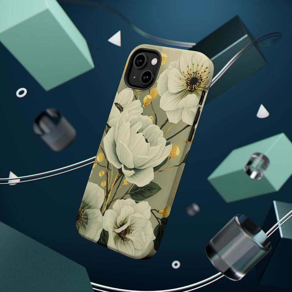 iPhone Sage And Ivory Floral Ink Wash Slim Everyday iPhone 14 Designer · iPhone