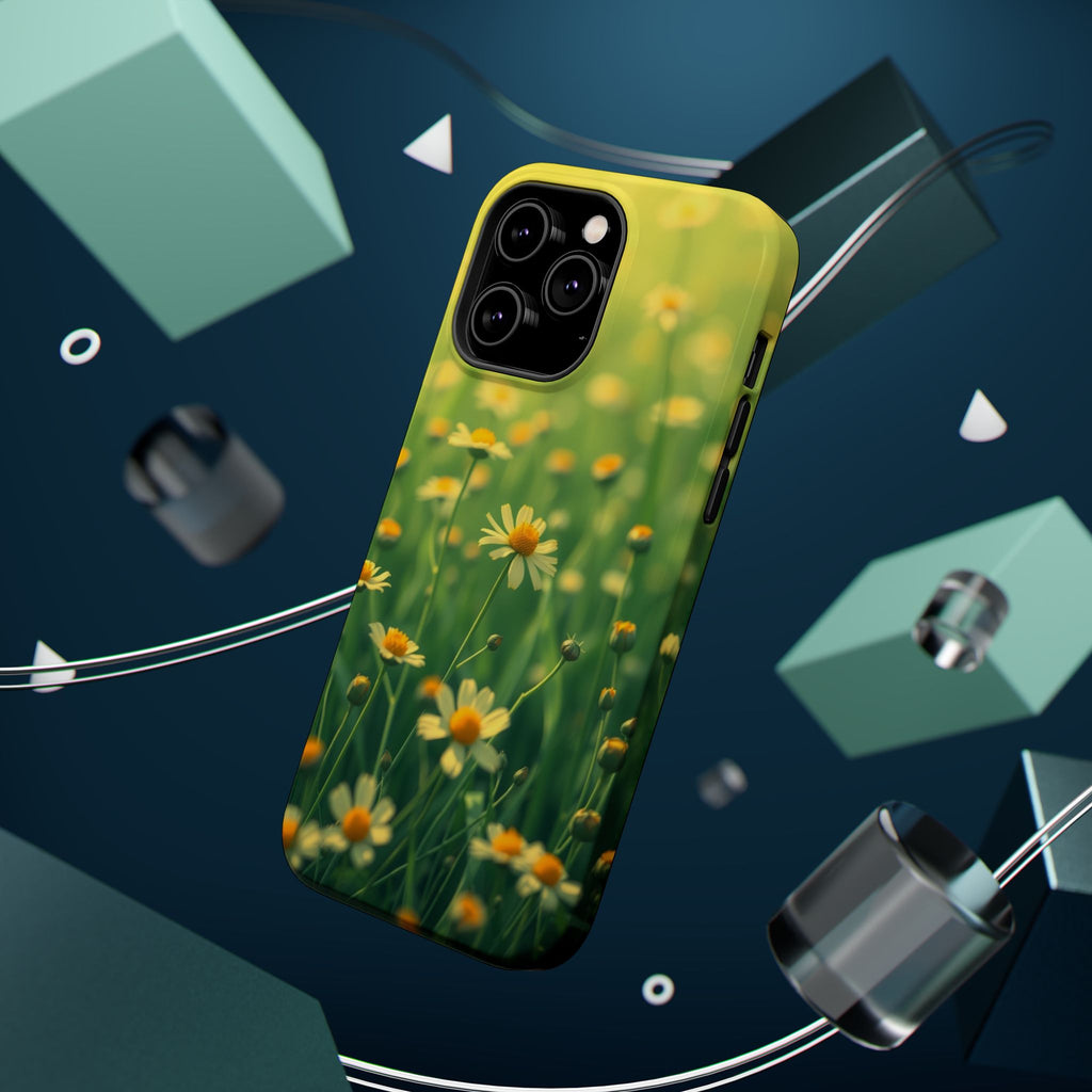 iPhone Emerald Green And Gold Wildflower Field Soft Finish Everyday · iPhone Cas