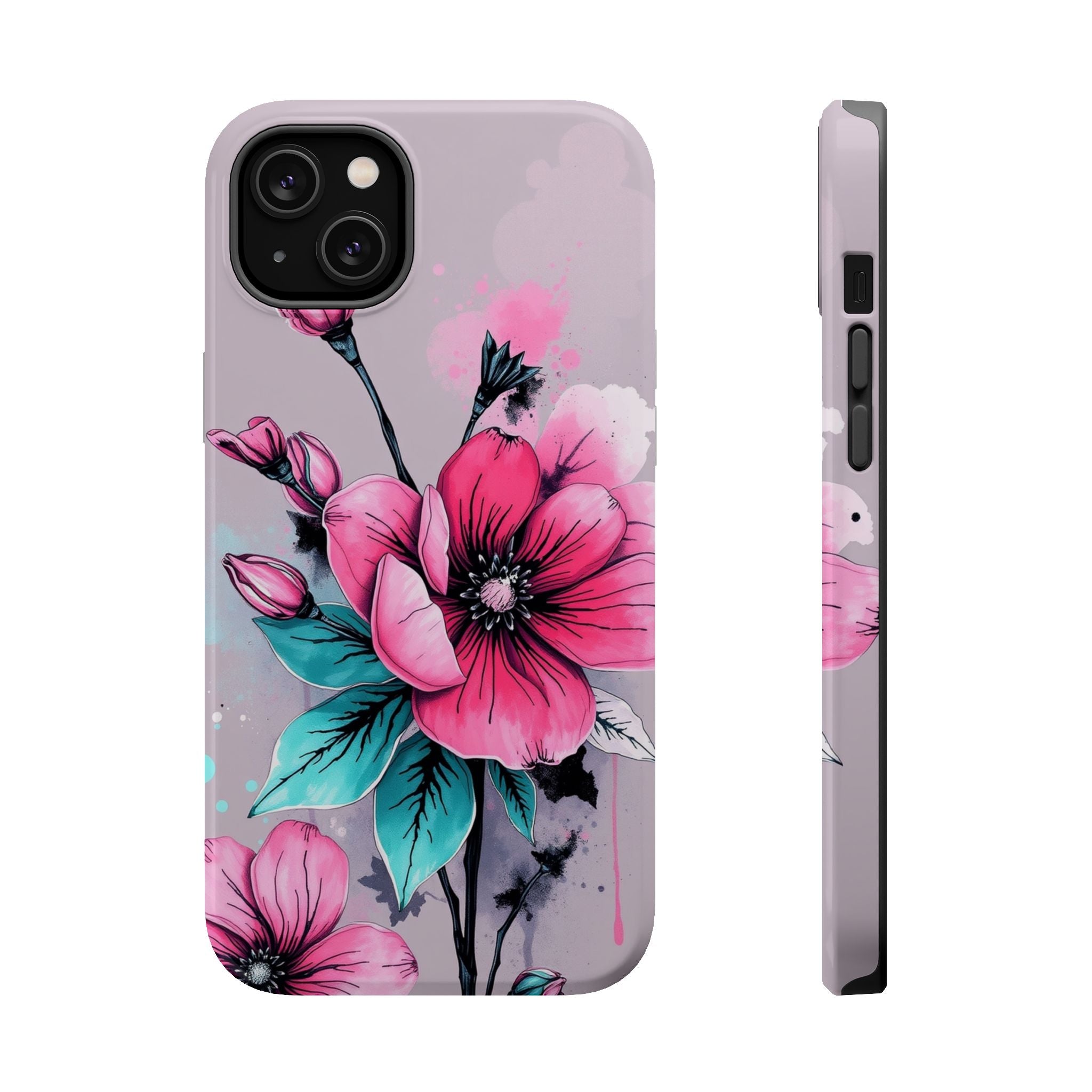 iPhone Mint And Blush Floral Ink Wash Slim Everyday Designer Case · iPhone Case