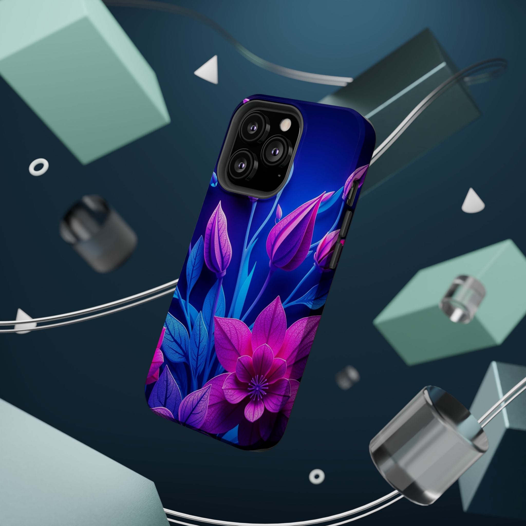iPhone Neon Floral Paper Cut Art Bold Modern Everyday Snap Case · iPhone Case