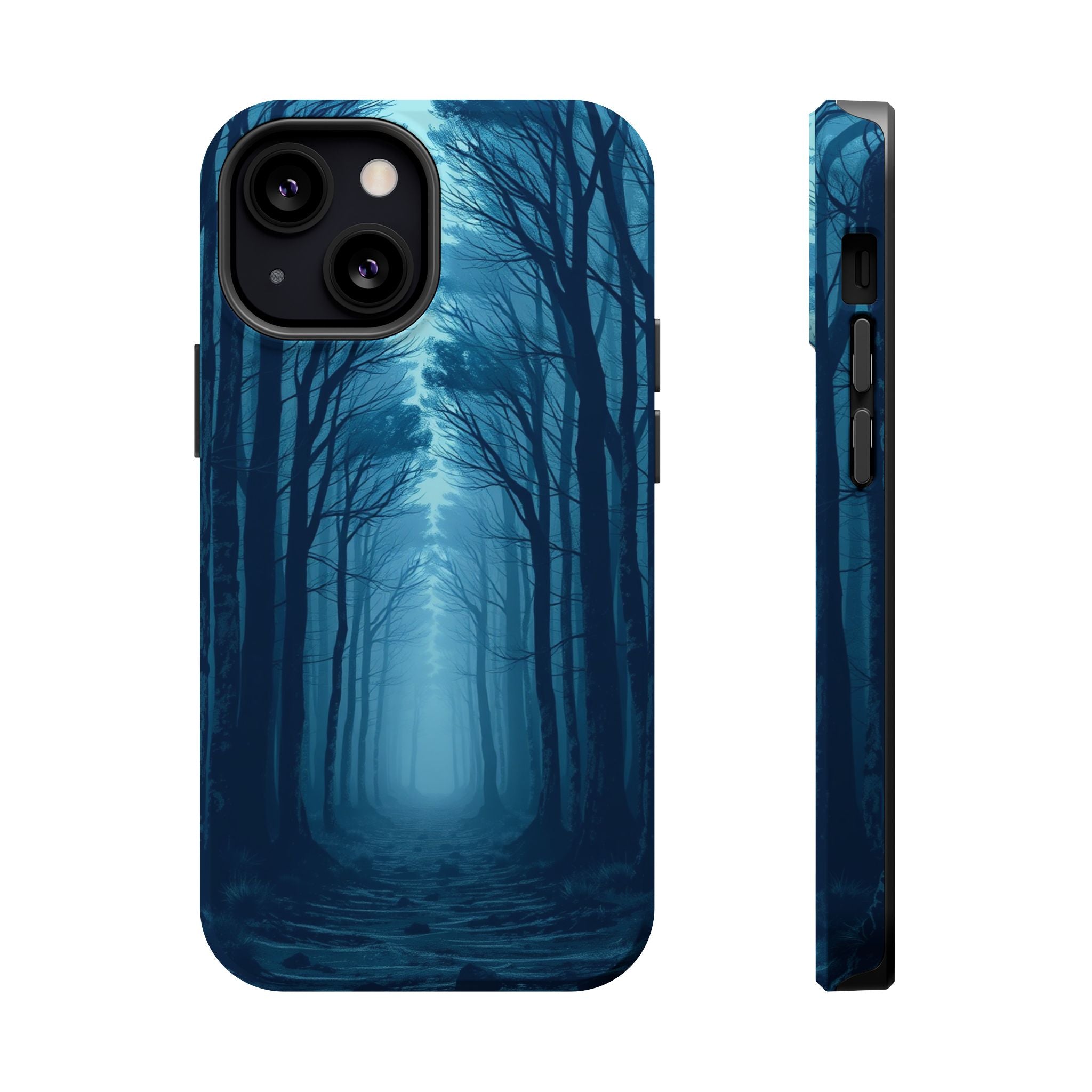 iPhone Midnight Blue And Silver Misty Forest Path iPhone Clean Minimal · iPhone