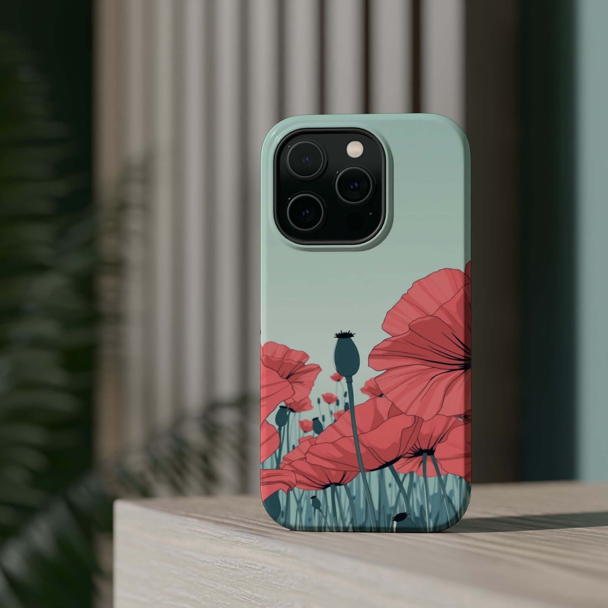 iPhone Mint And Blush Poppy Field Bold Modern Everyday Snap Case · iPhone Case