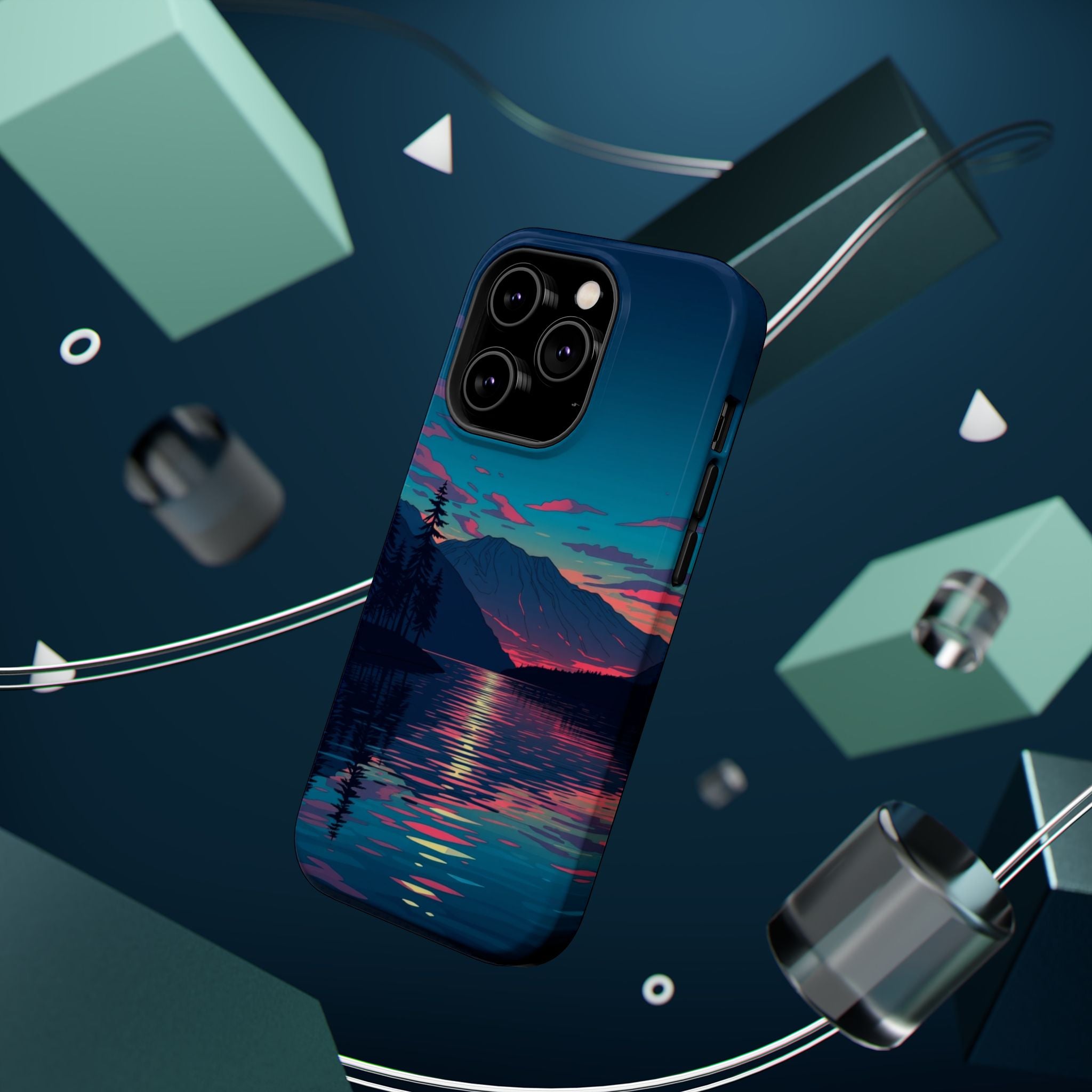 iPhone Vibrant Lake at Twilight Design Slim Everyday Designer Case · iPhone Case