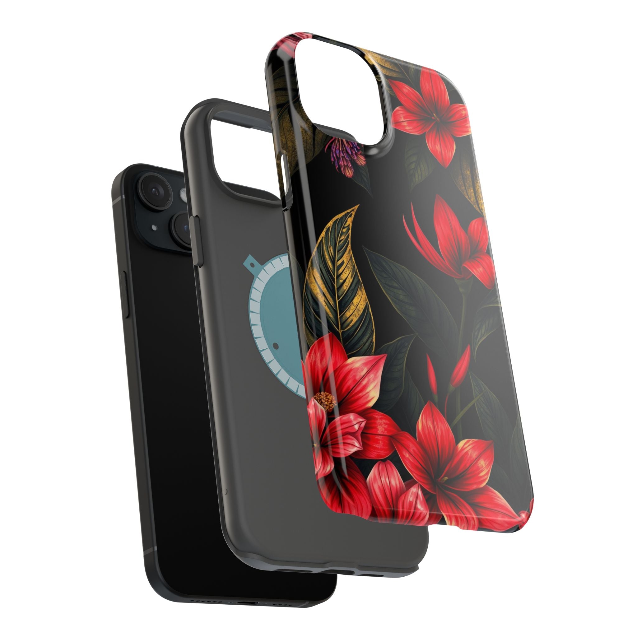 iPhone Black And Crimson Jungle Floral Slim Everyday Designer Case · iPhone Case
