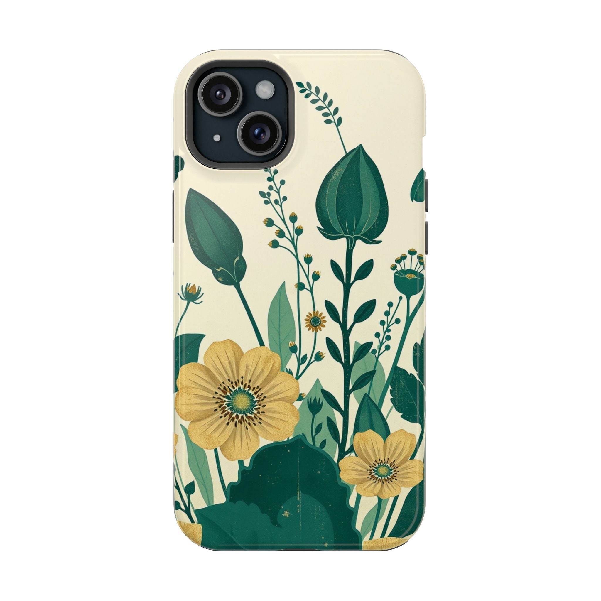 iPhone Emerald Green And Gold Pressed Botanicals Clean iPhone Minimal · iPhone C