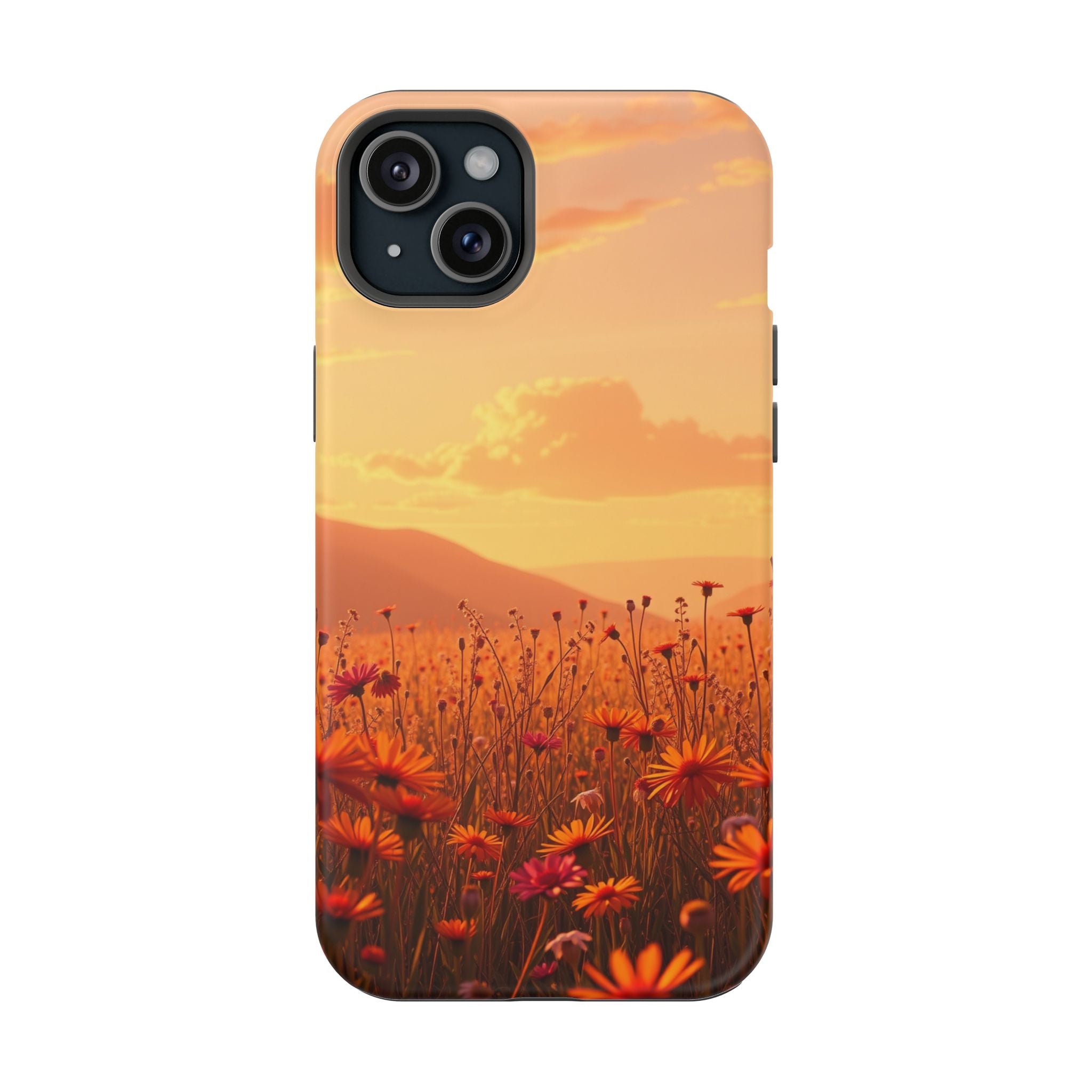 iPhone Sunset Amber And Peach Wildflower Field Soft iPhone Finish · iPhone Case