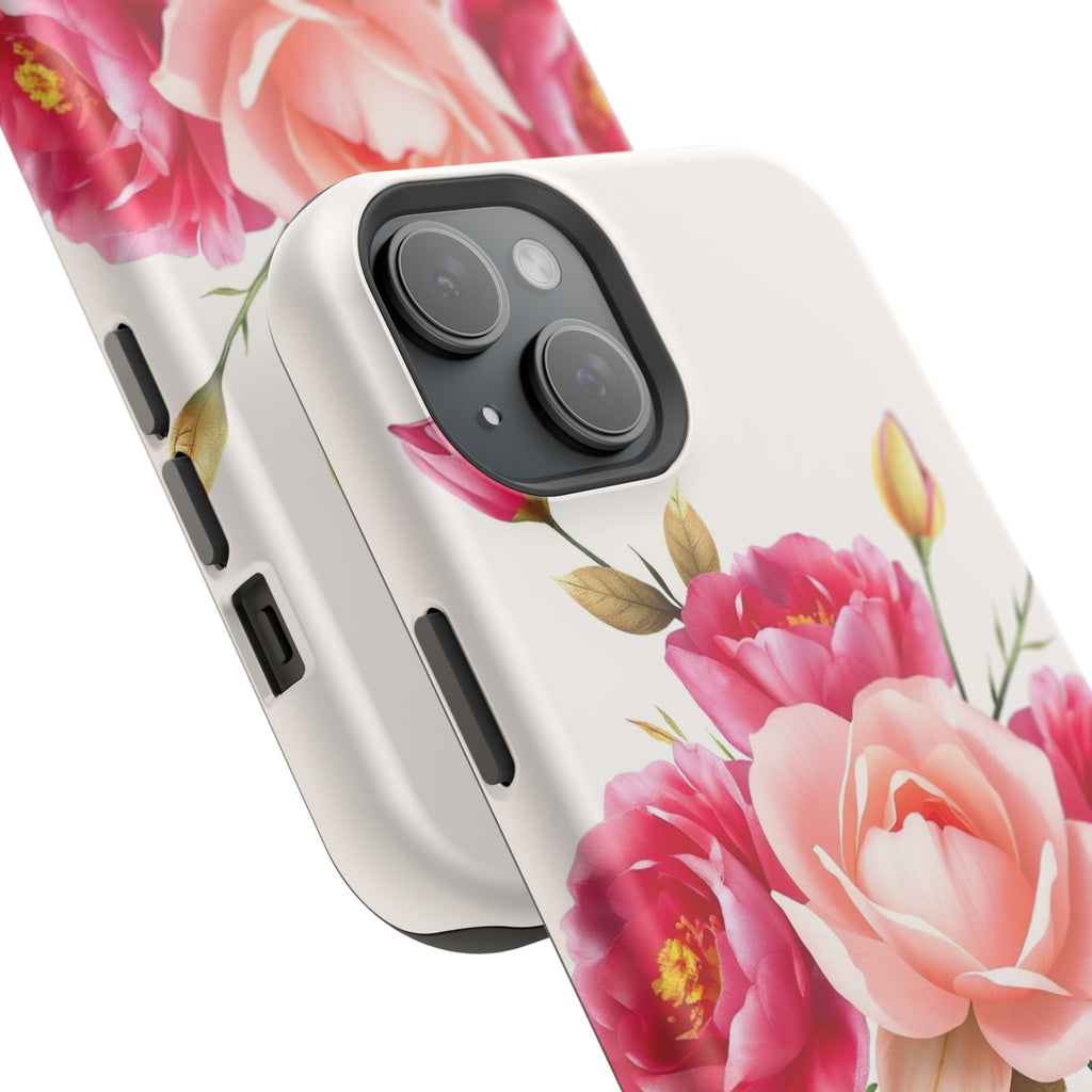 iPhone Rose Pink And Cream Neon Floral Slim Everyday Designer Case · iPhone Case