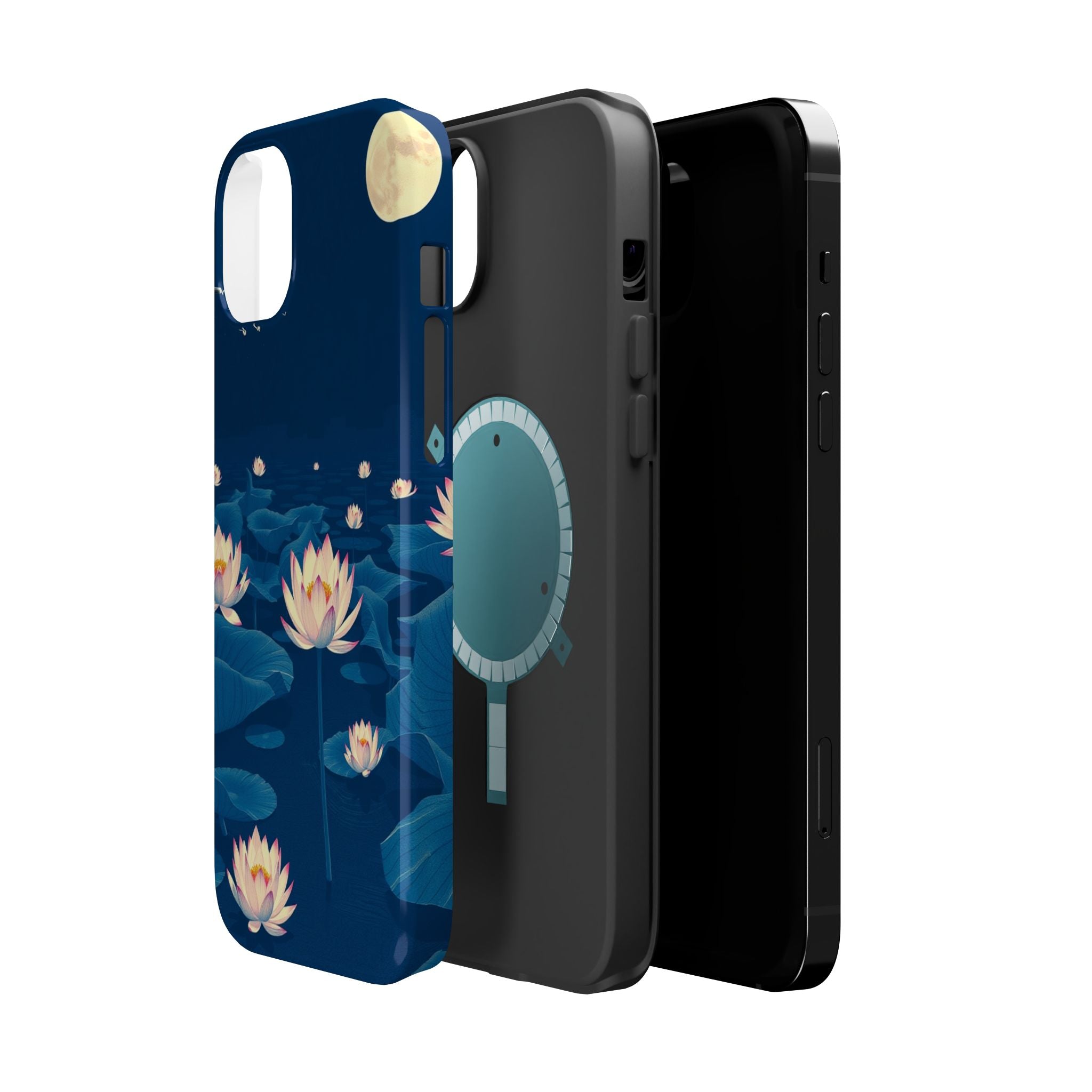 iPhone Midnight Blue And Silver Lotus Pond Slim iPhone Everyday · iPhone Case