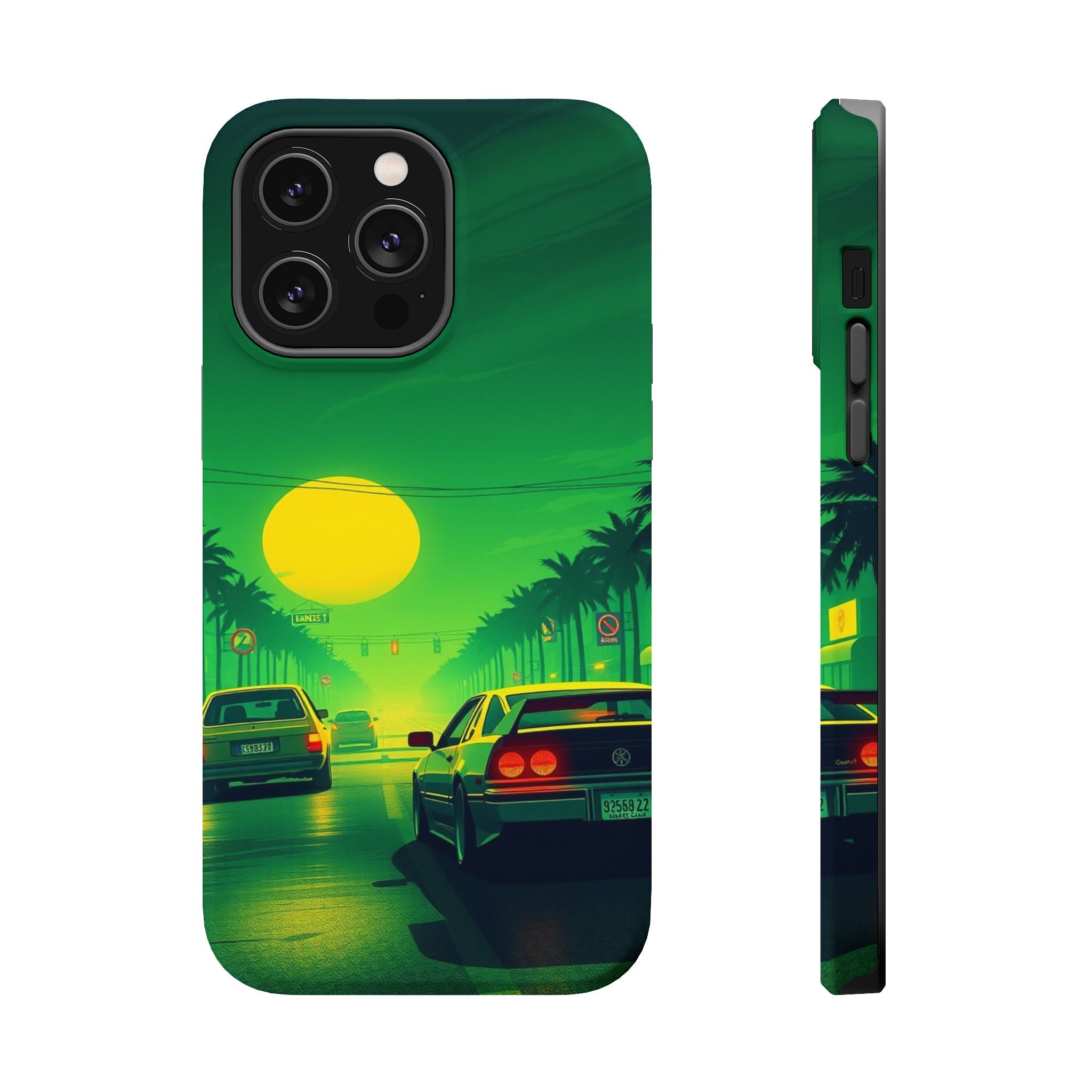 iPhone Dreamy Sunset Drive 80s Design Slim Everyday Designer Case · iPhone Case
