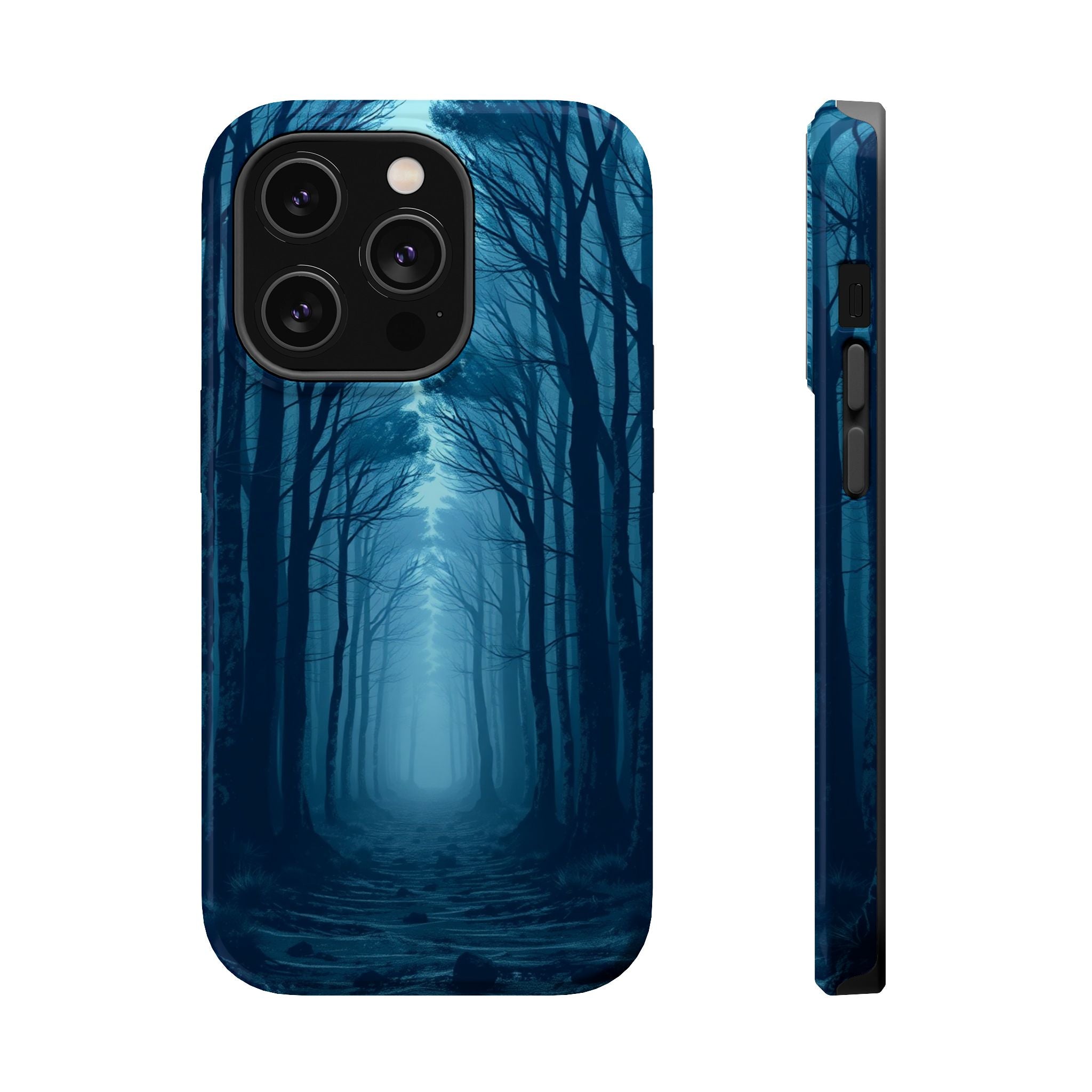 iPhone Midnight Blue And Silver Misty Forest Path iPhone Clean Minimal · iPhone