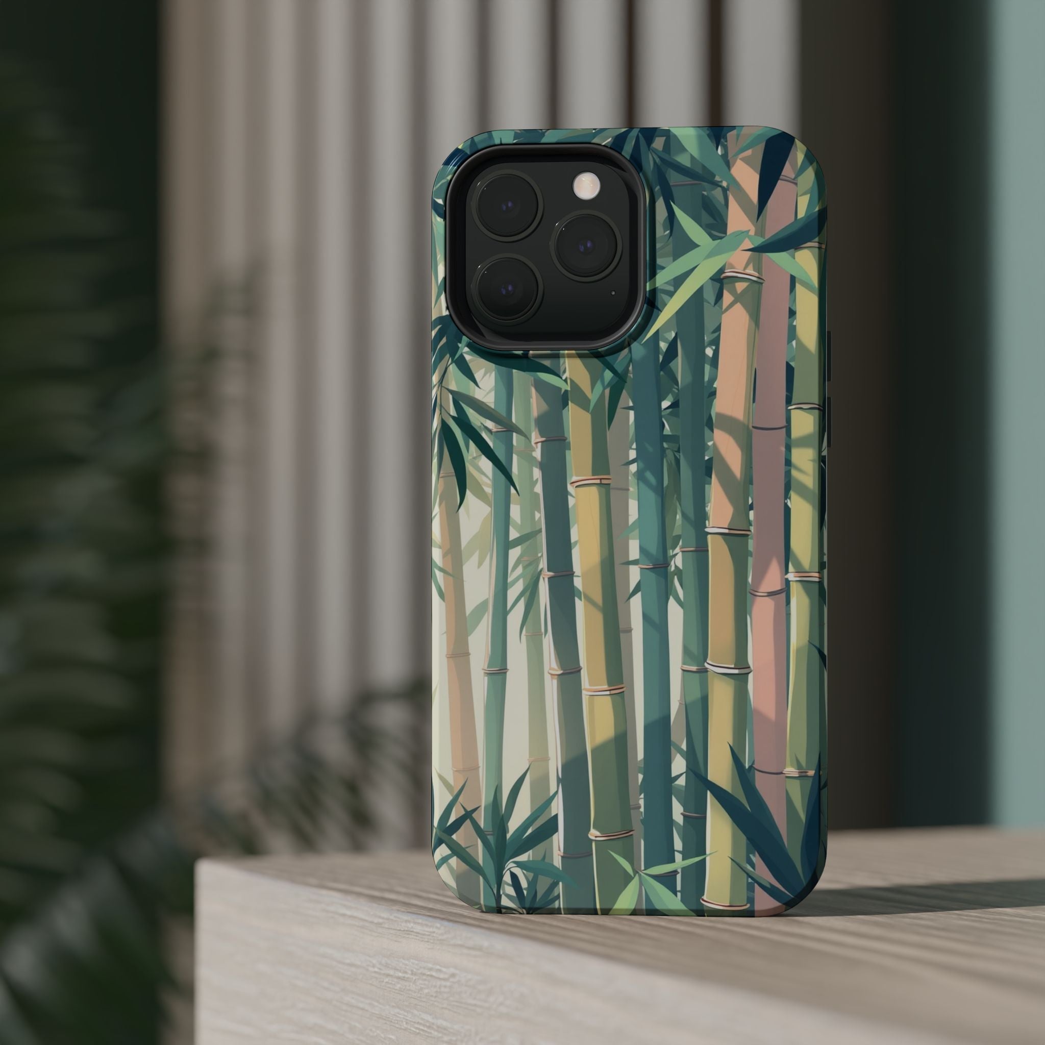 iPhone Mint And Blush Bamboo Grove Bold Modern Everyday Snap Case · iPhone Case