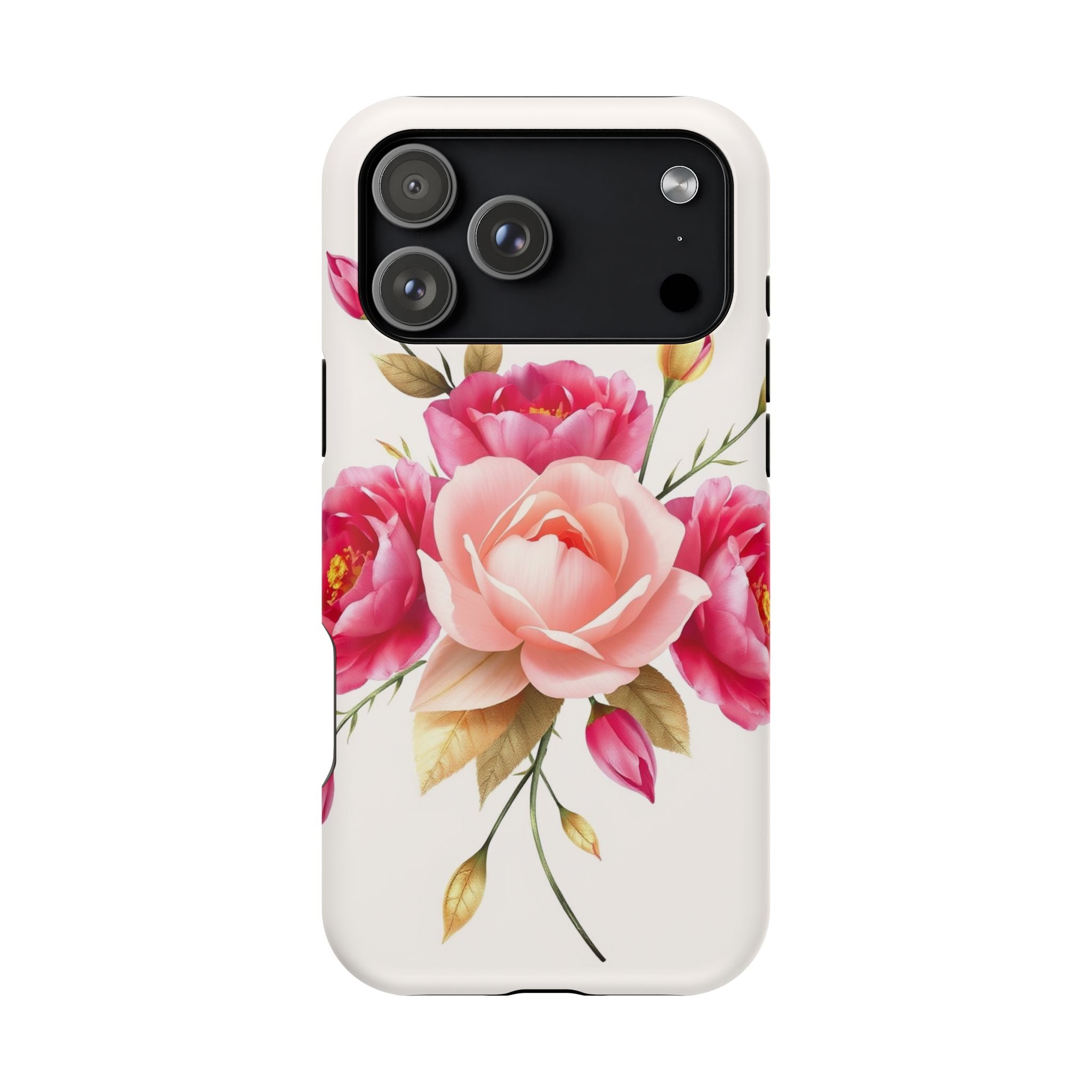 iPhone Rose Pink And Cream Neon Floral Slim Everyday Designer Case · iPhone Case