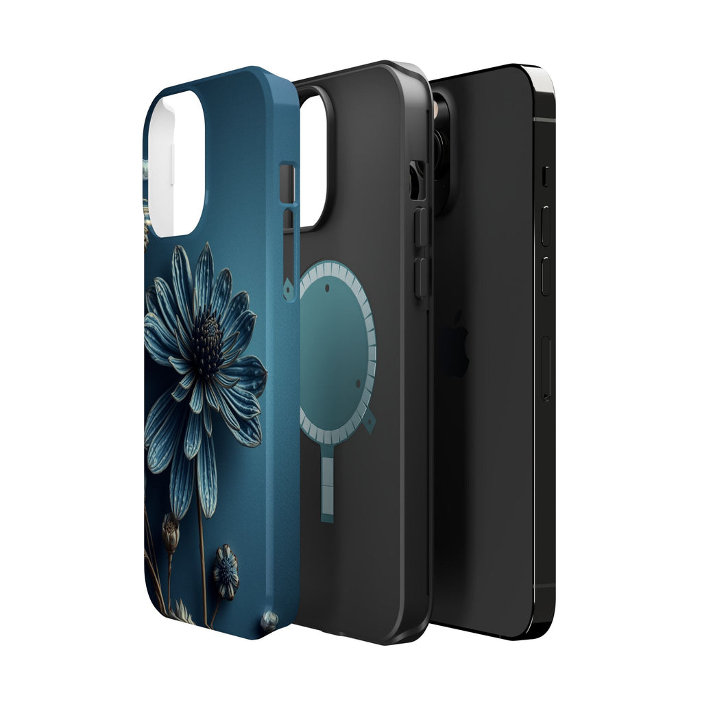 iPhone Midnight Blue And Silver Dried Flower Flat Lay iPhone 15 · iPhone Case