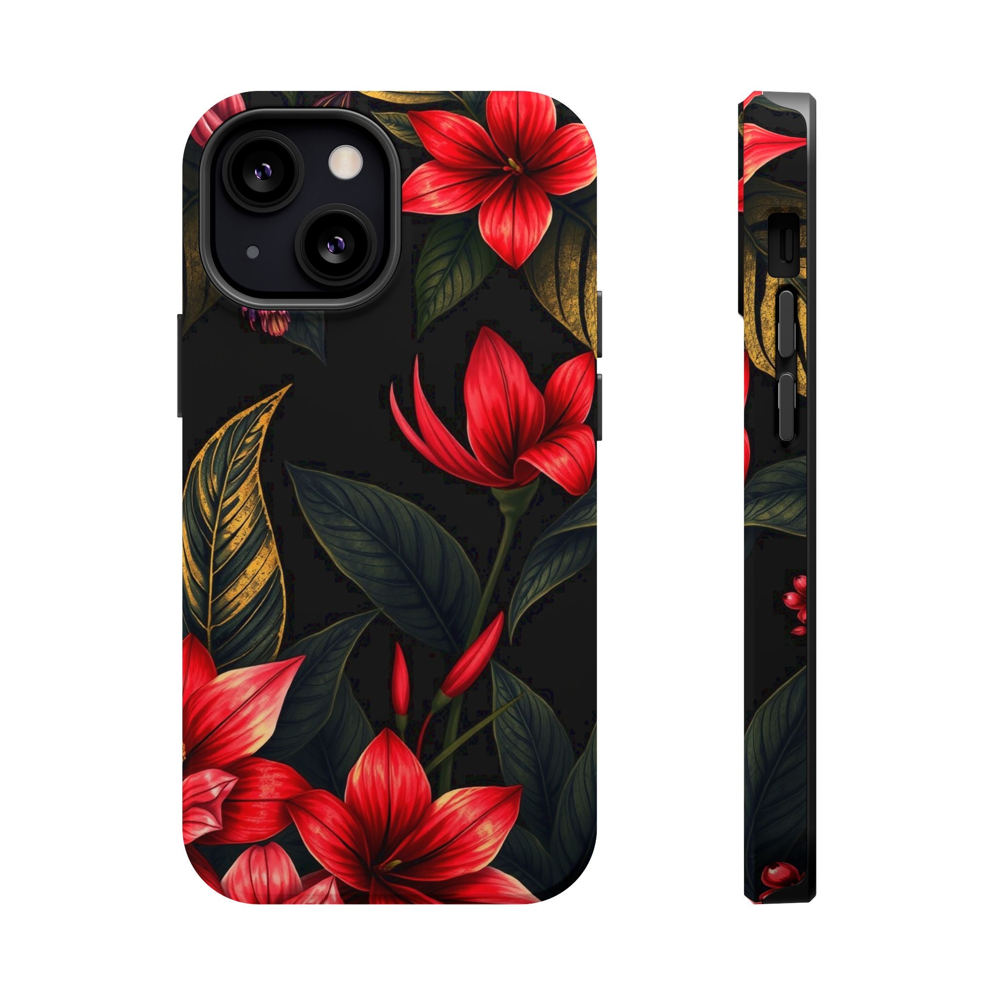 iPhone Black And Crimson Jungle Floral Slim Everyday Designer Case · iPhone Case