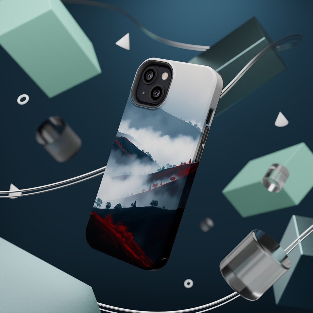 iPhone Black And Crimson Fog Rolling Over Hills Soft iPhone Finish · iPhone Case