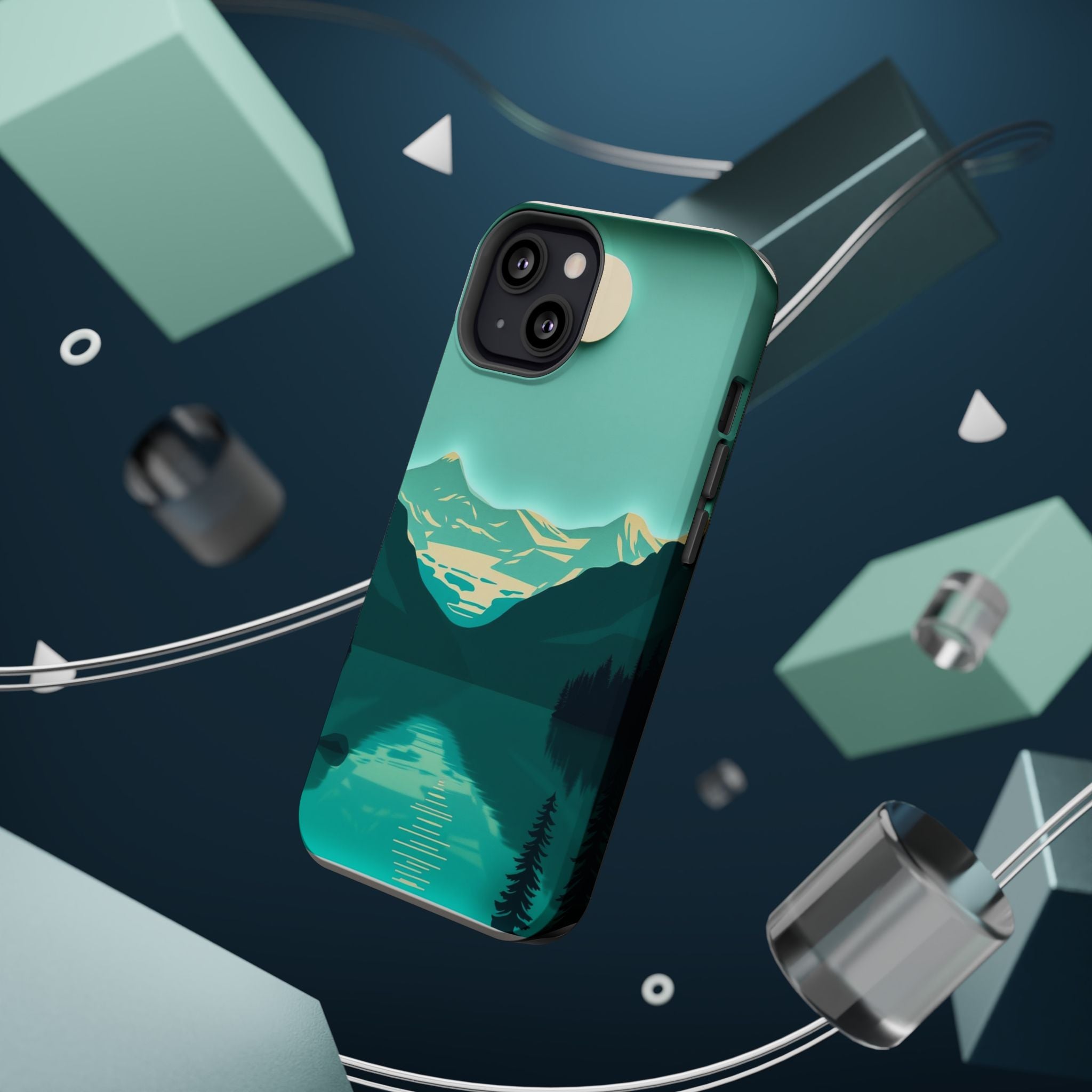iPhone Glacier Lake Paper Cut Art Bold Modern Everyday Snap Case · iPhone Case