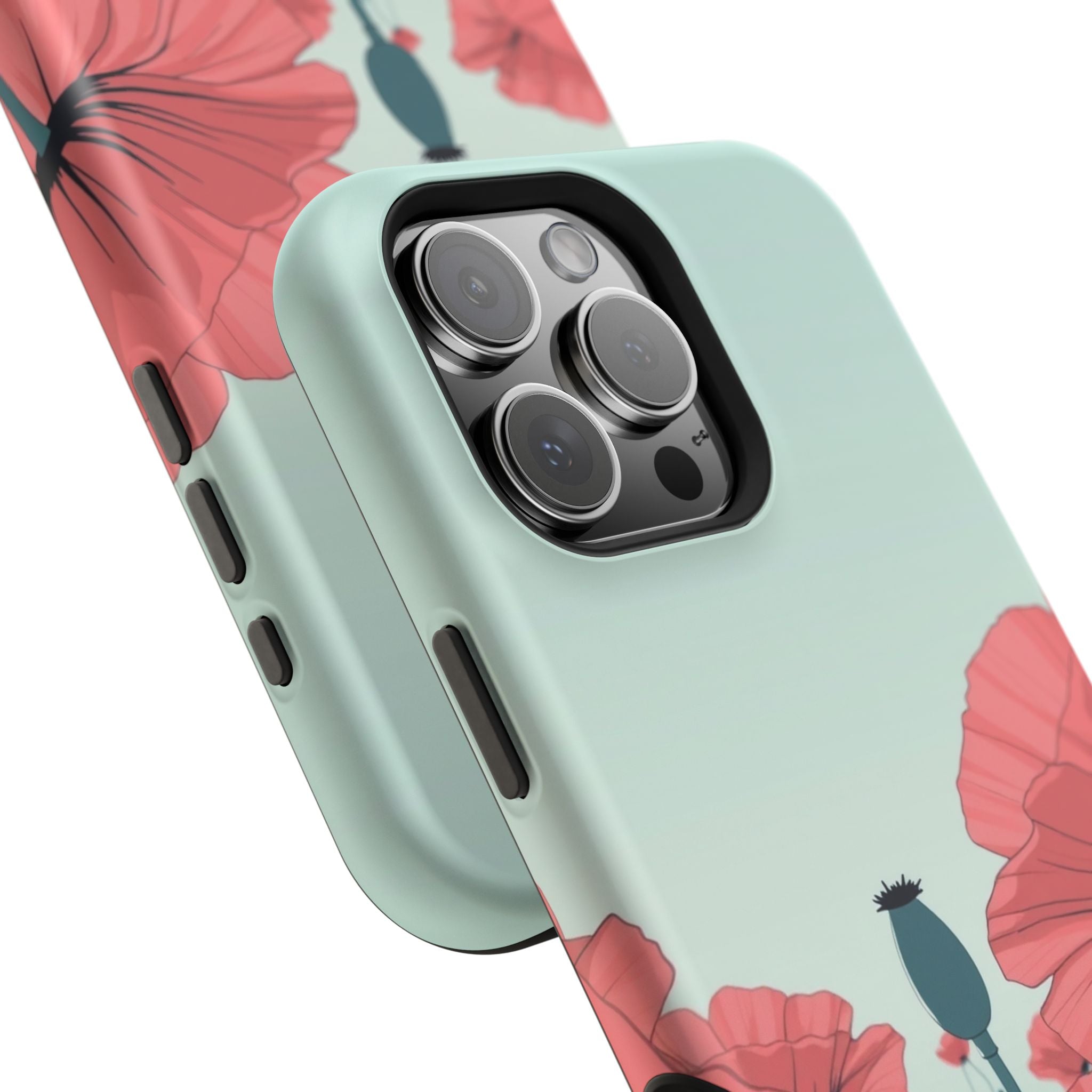 iPhone Mint And Blush Poppy Field Bold Modern Everyday Snap Case · iPhone Case