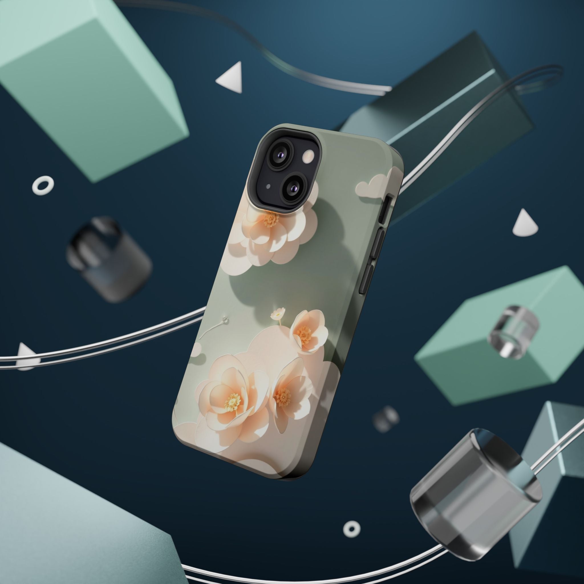 iPhone Sage And Ivory Pastel Floral Cloud Slim iPhone Everyday Designer · iPhone