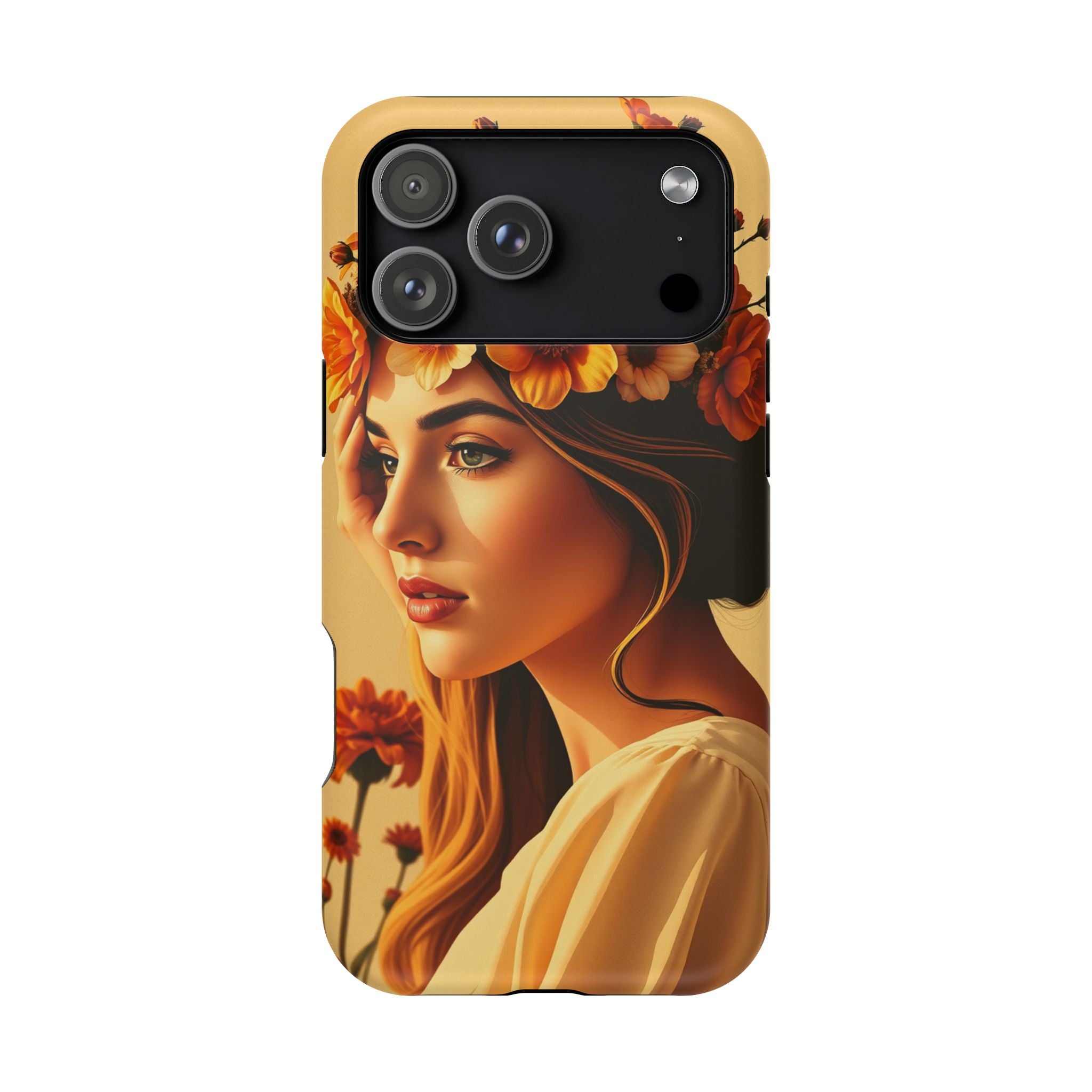 iPhone Mustard And Rust Floral Crown Slim Everyday Designer Case · iPhone Case