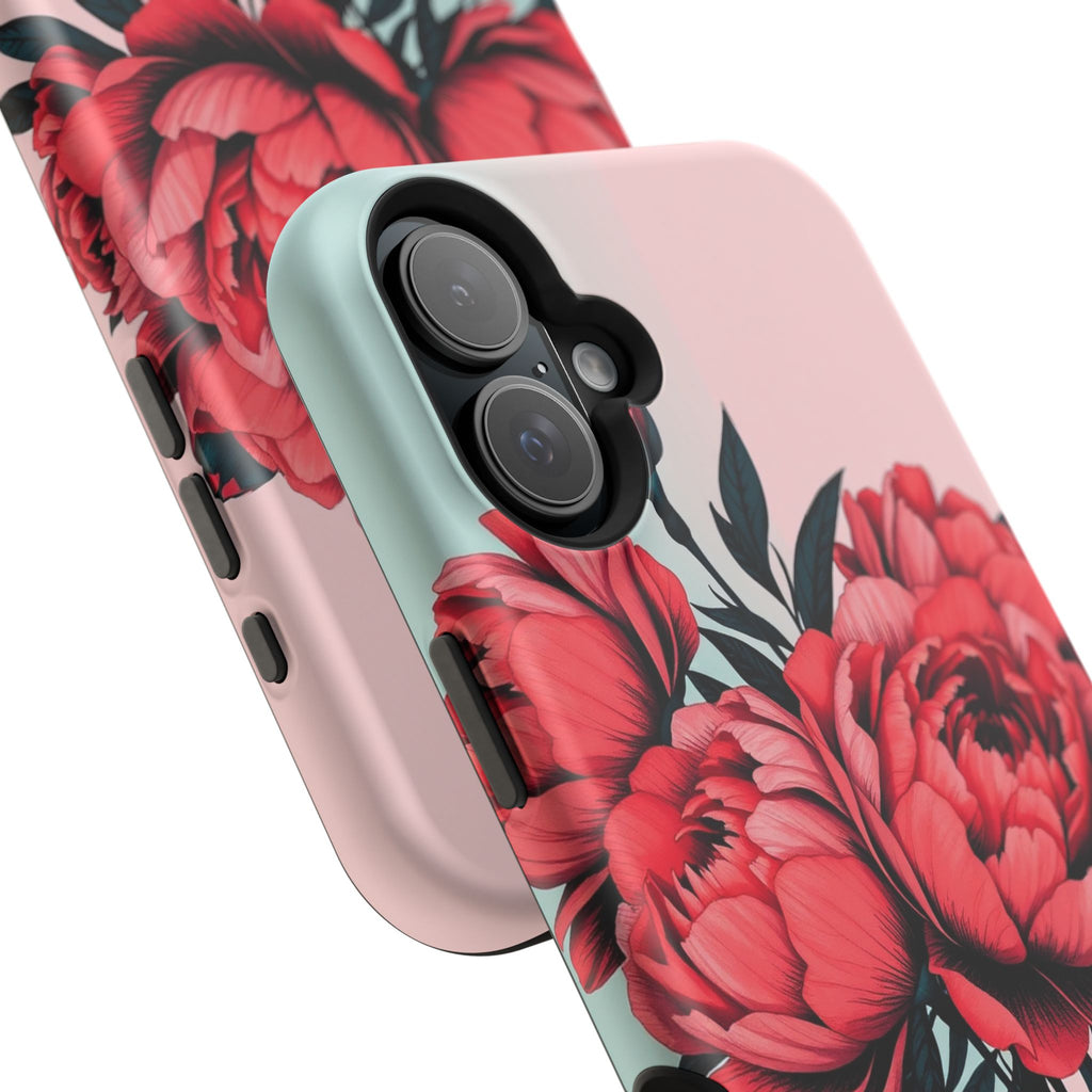 iPhone Teal And Coral Peony Bouquet Artistic Everyday Cas Slim Snap Case · iPhon