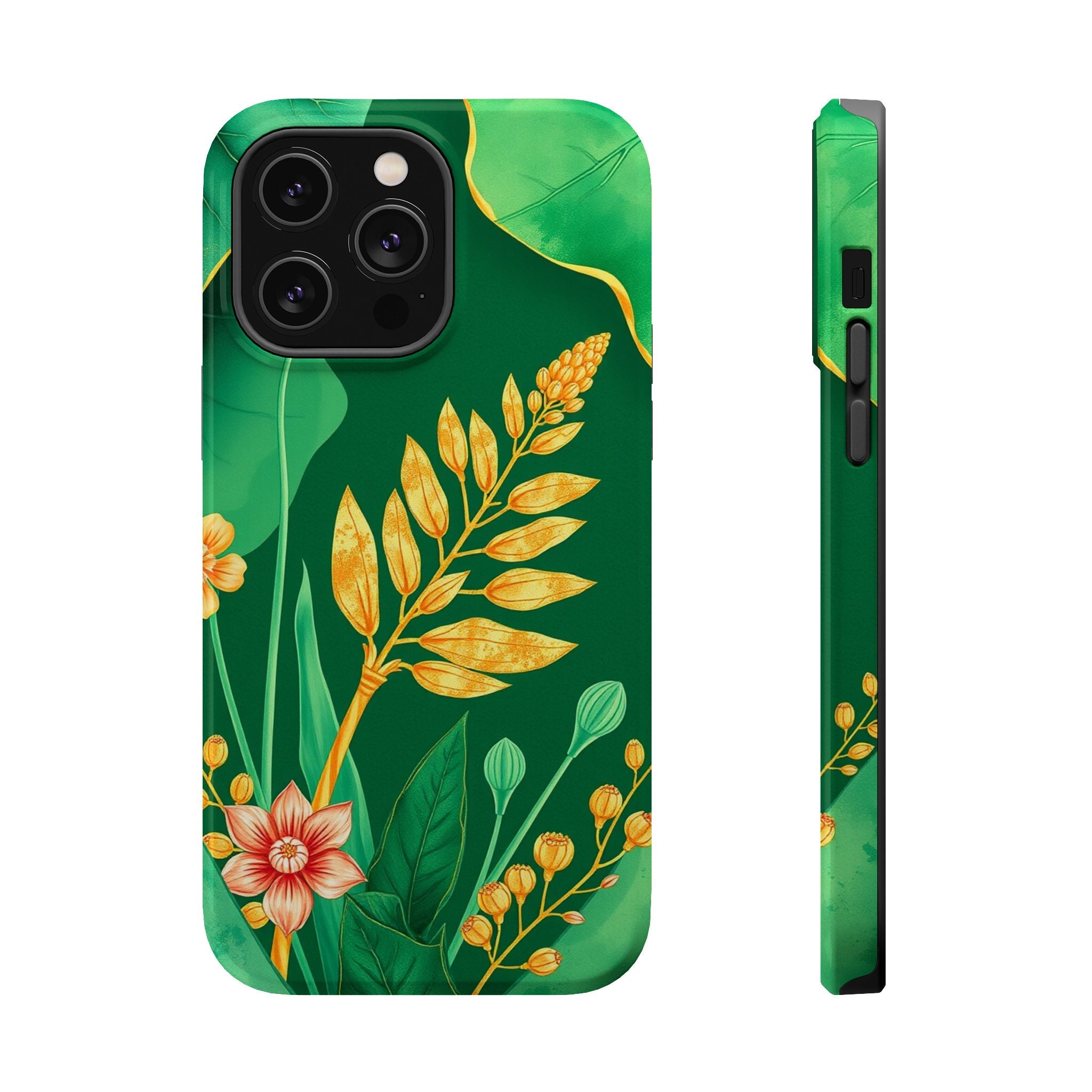 iPhone Emerald Green And Gold Botanical Illustration Ga Slim Snap Case · iPhone