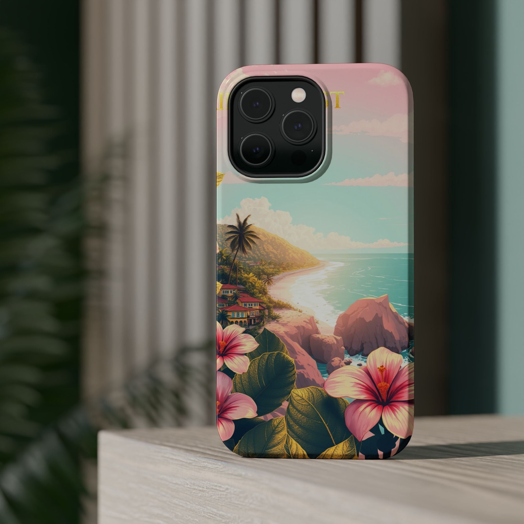 iPhone Mint And Blush Hibiscus Coast Slim Everyday iPhone 14 Designer · iPhone C