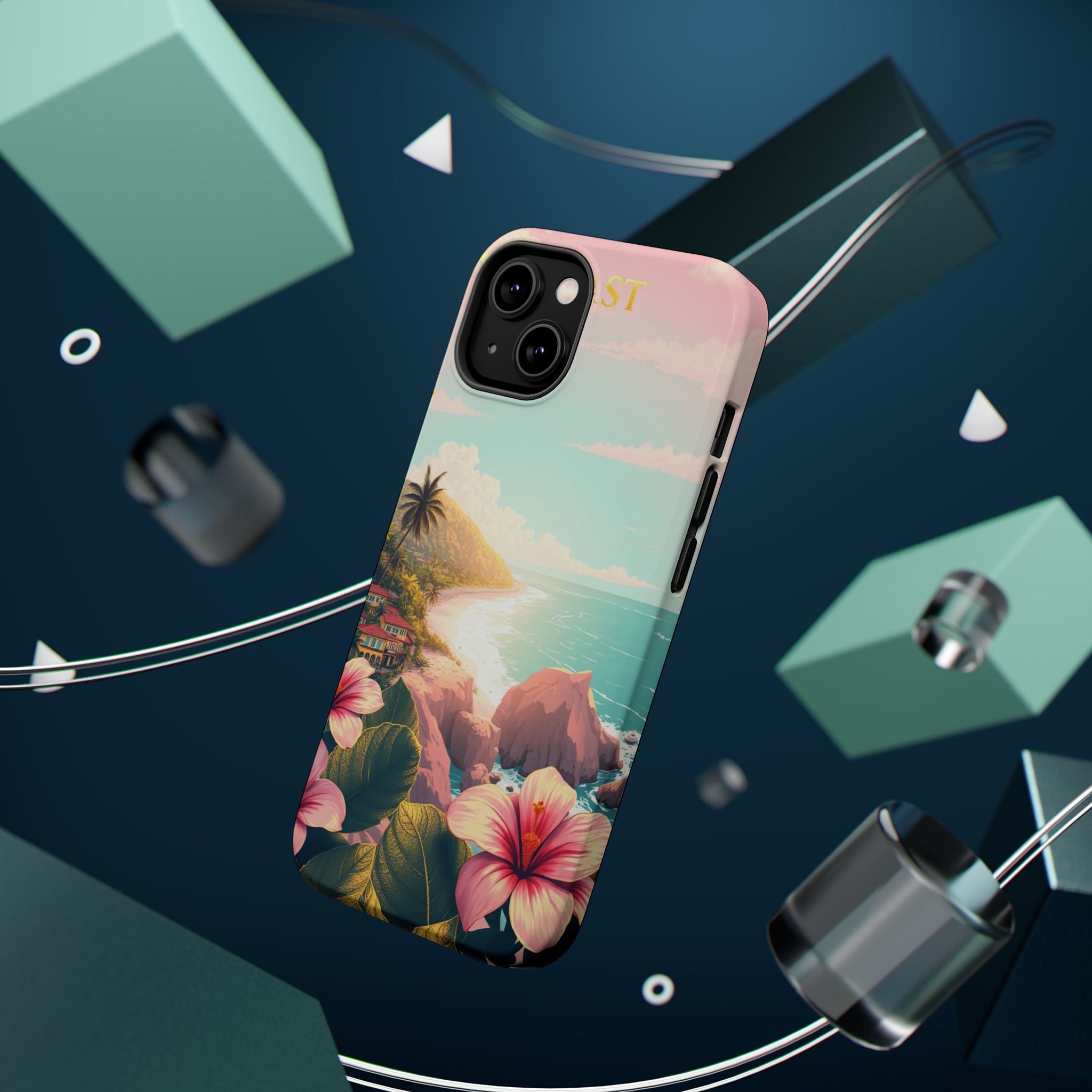 iPhone Mint And Blush Hibiscus Coast Slim Everyday iPhone 14 Designer · iPhone C