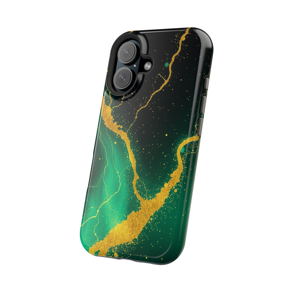 iPhone Emerald Green And Gold Petal Storm Slim iPhone Everyday Designer · iPhone