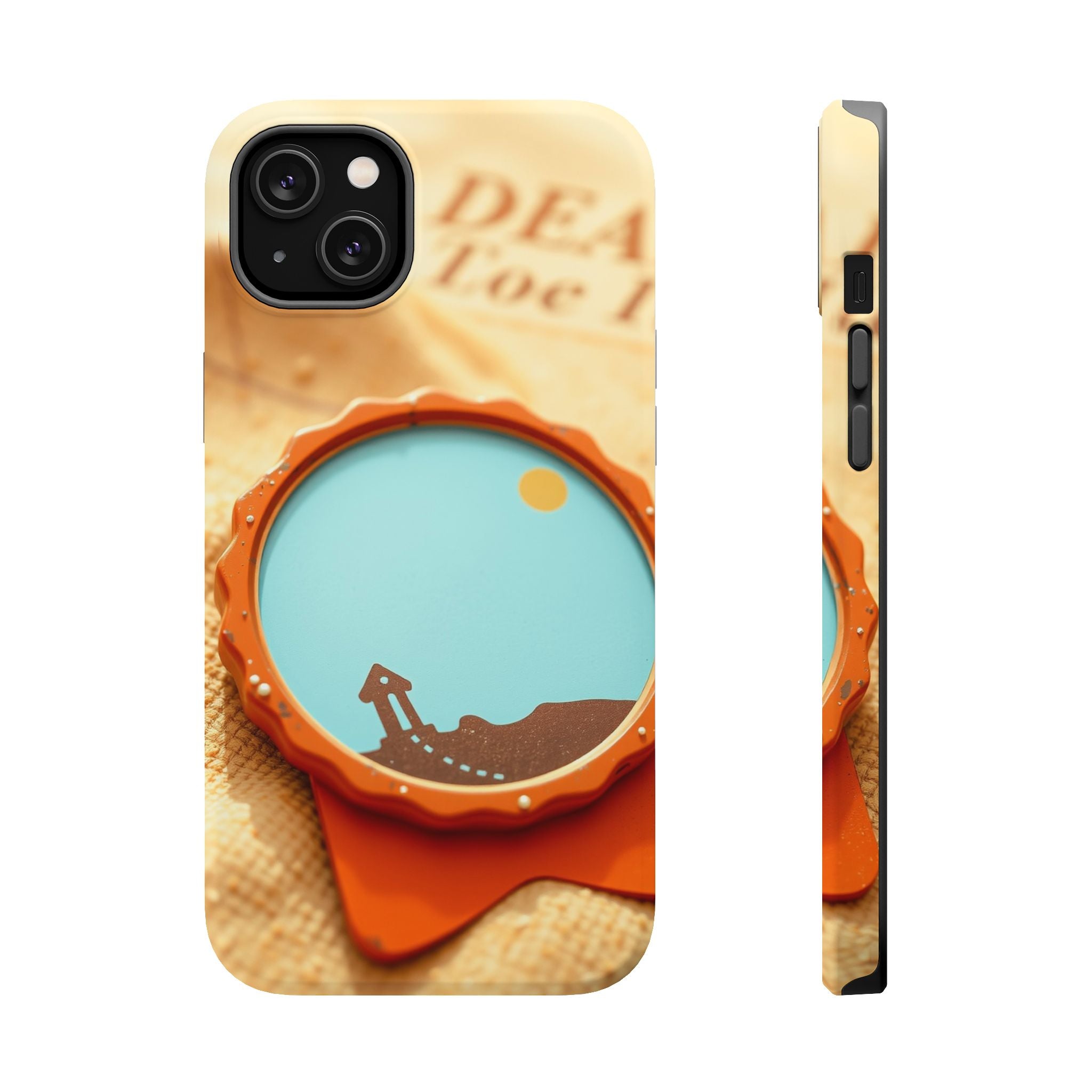 iPhone Burnt Orange And Sand Retro Travel Badge Soft Finish Everyday Case · iPho