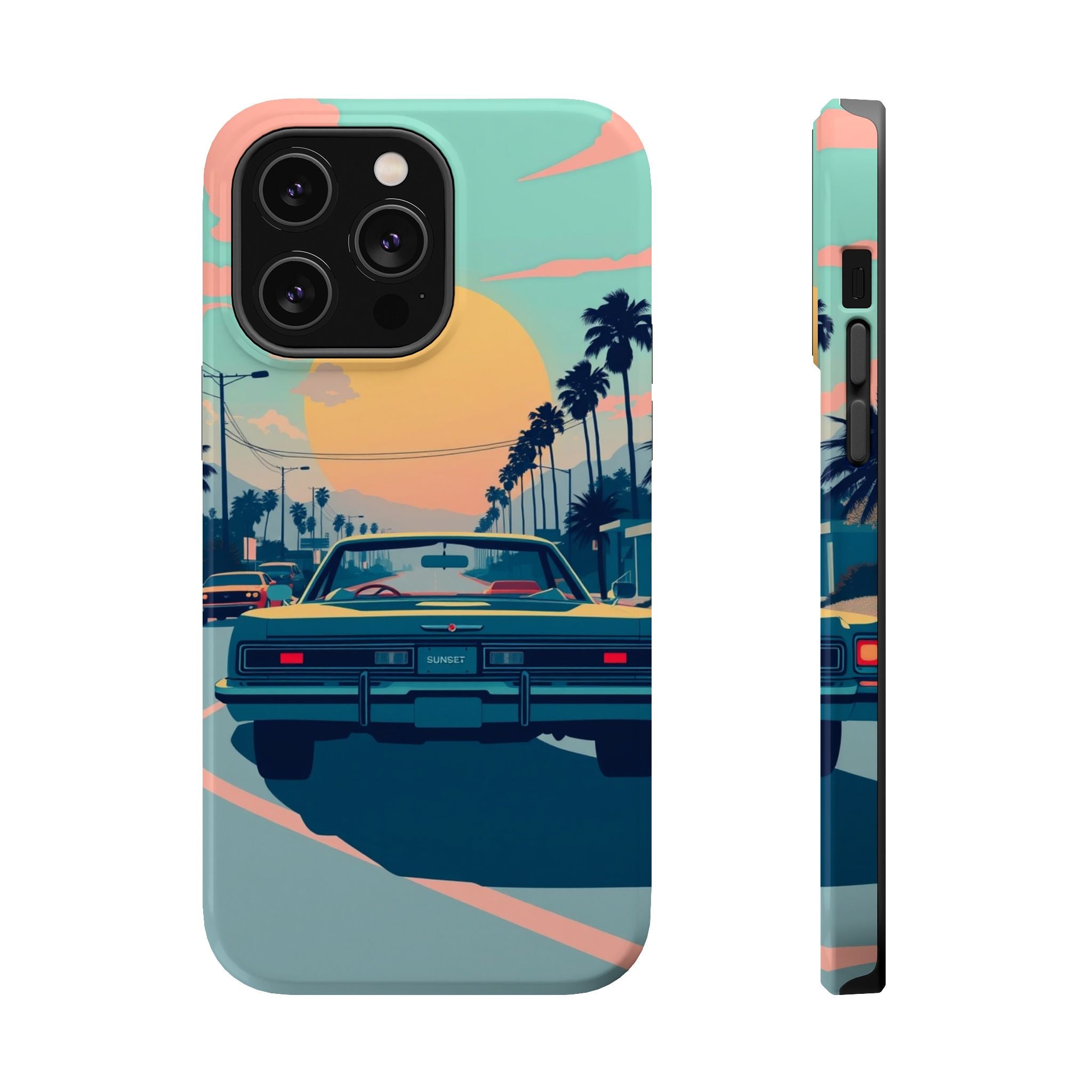 iPhone Sunset Drive 80s Pop Art Bold Slim Everyday Designer Case · iPhone Case