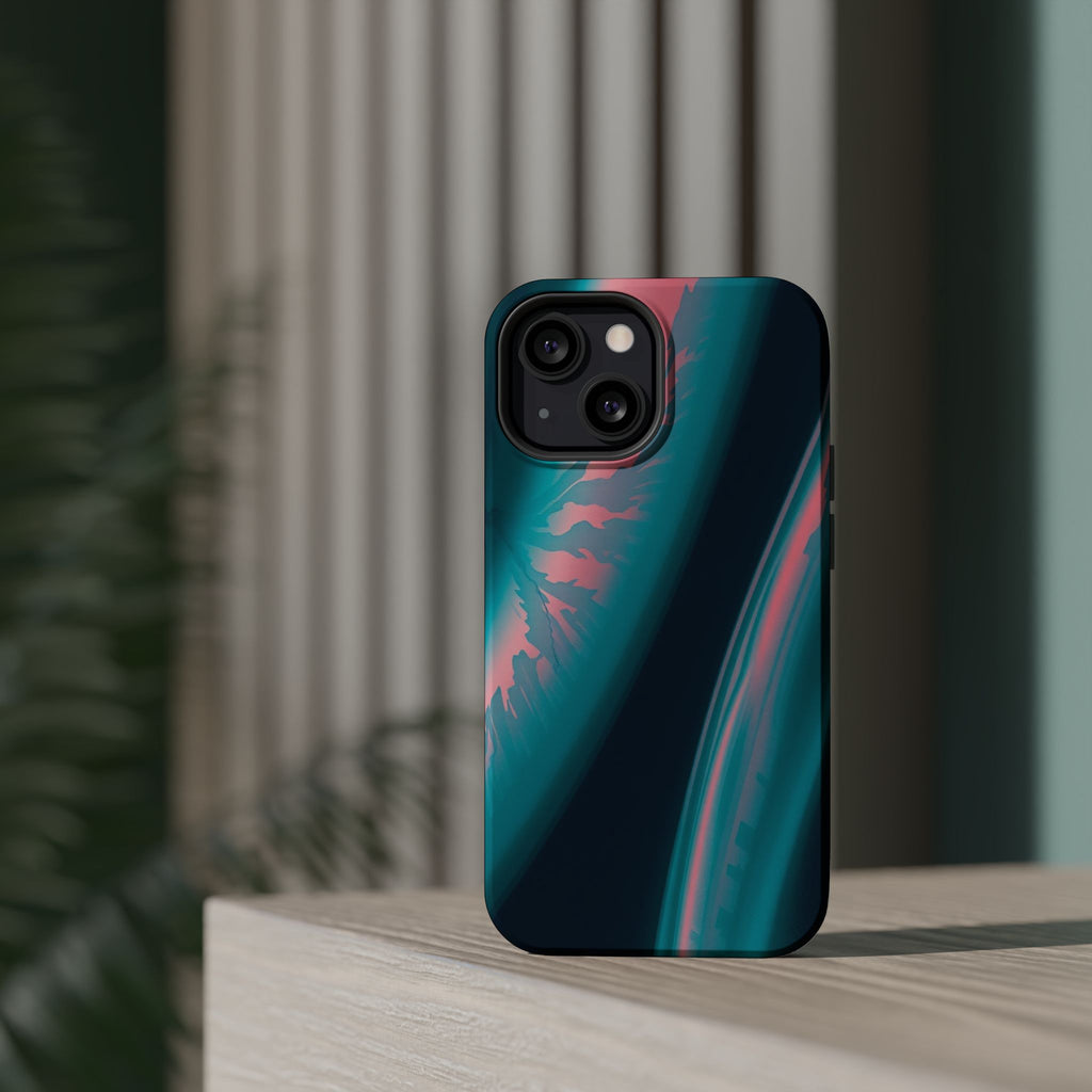 iPhone Teal And Coral Aurora Plasma Slim Everyday Designer Case · iPhone Case