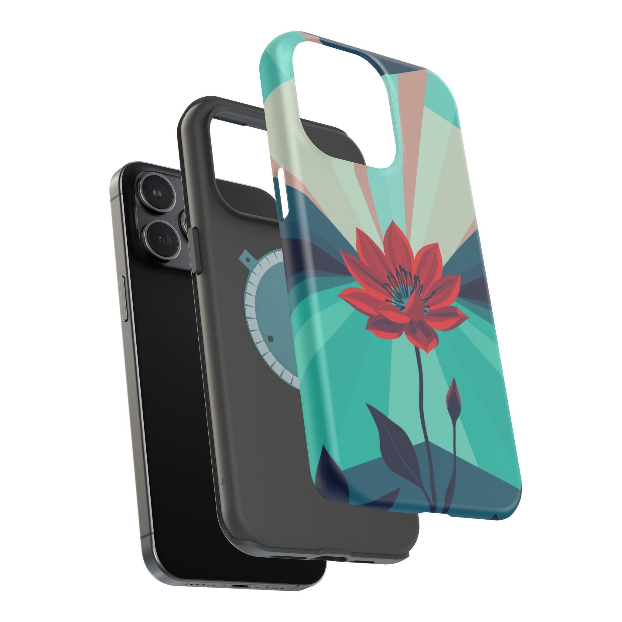 iPhone Teal And Coral Night Bloomer Slim Everyday Designer Case · iPhone Case