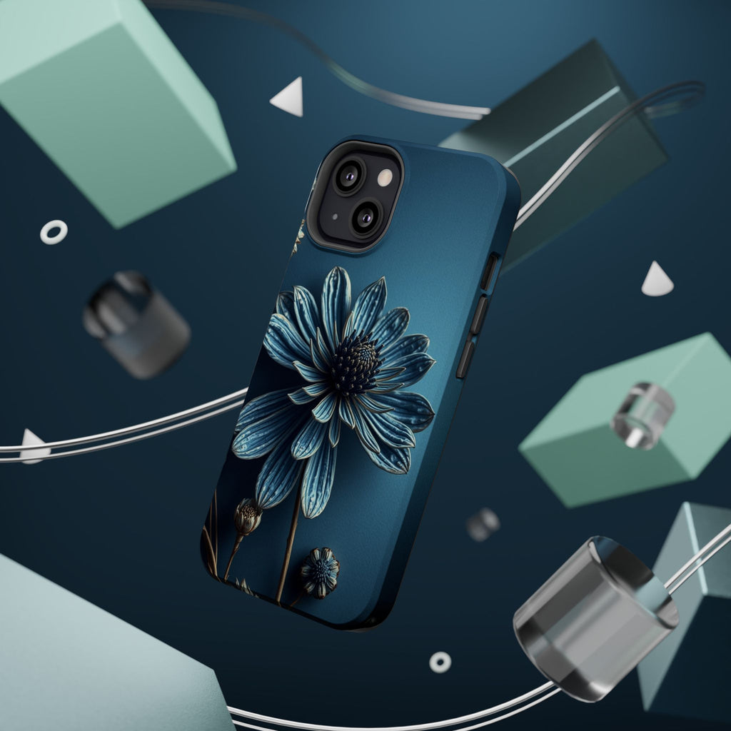 iPhone Midnight Blue And Silver Dried Flower Flat Lay iPhone 15 · iPhone Case