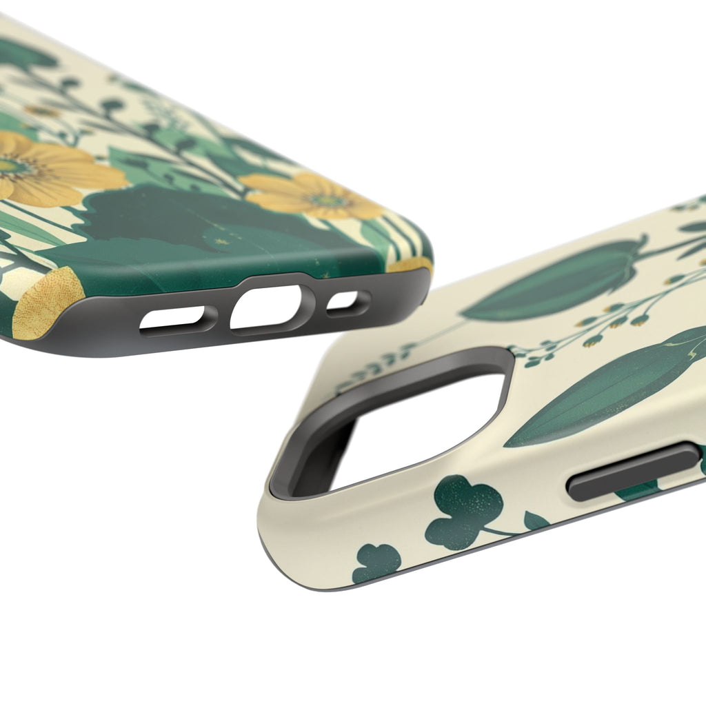 iPhone Emerald Green And Gold Pressed Botanicals Clean iPhone Minimal · iPhone C