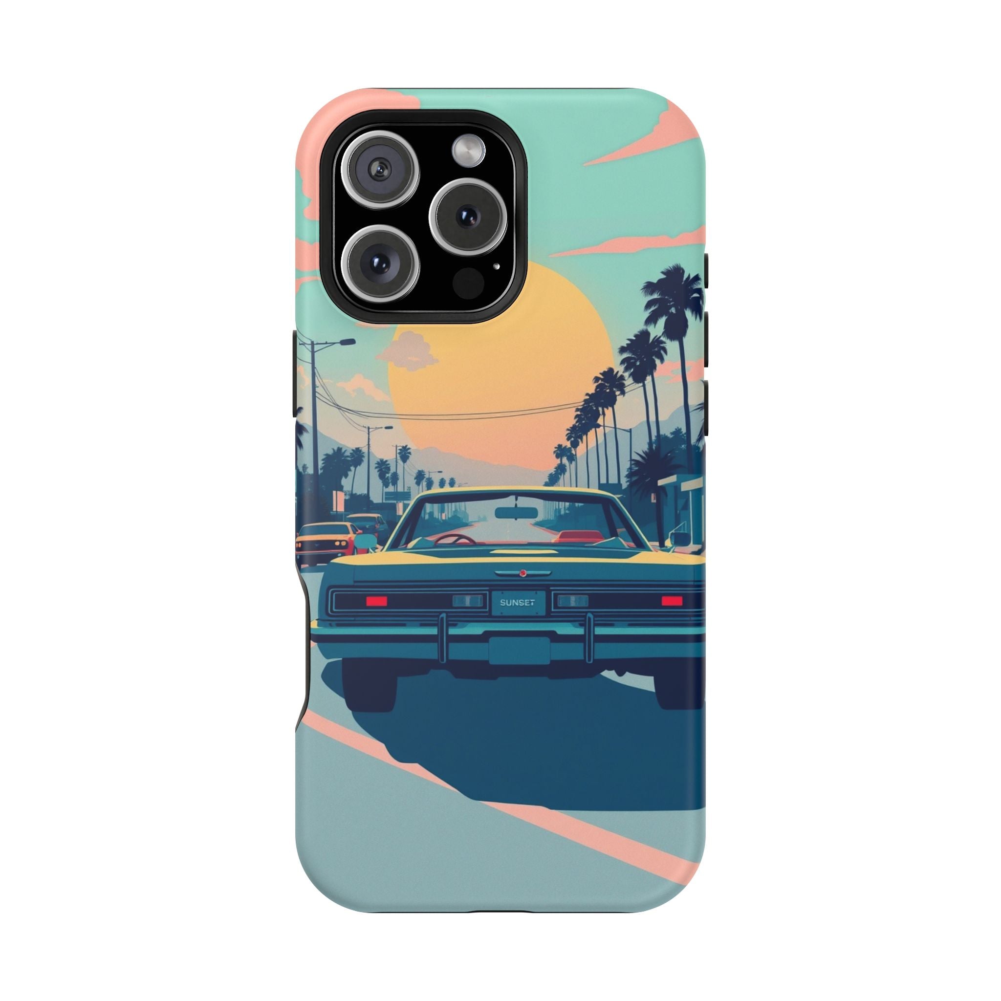 iPhone Sunset Drive 80s Pop Art Bold Slim Everyday Designer Case · iPhone Case