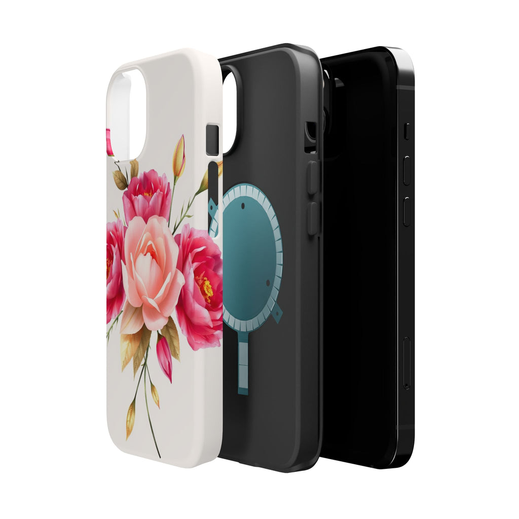 iPhone Rose Pink And Cream Neon Floral Slim Everyday Designer Case · iPhone Case