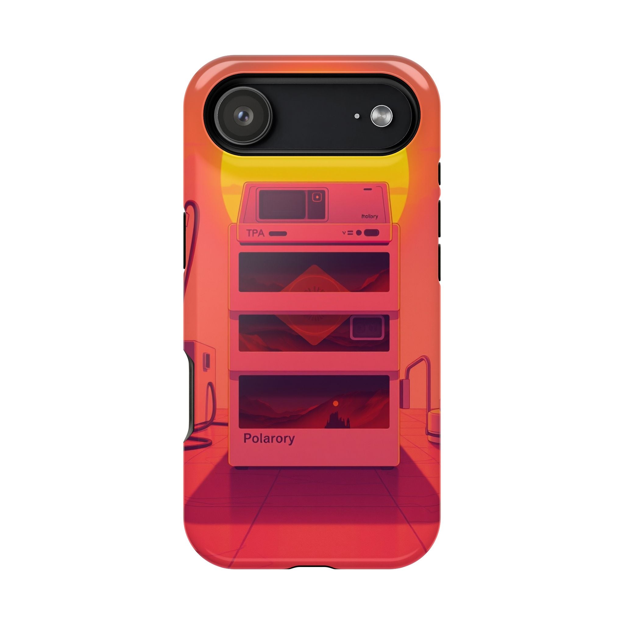 iPhone Polaroid Stack Memory Neon Cyberpunk Slim Everyday Designer Case · iPhone